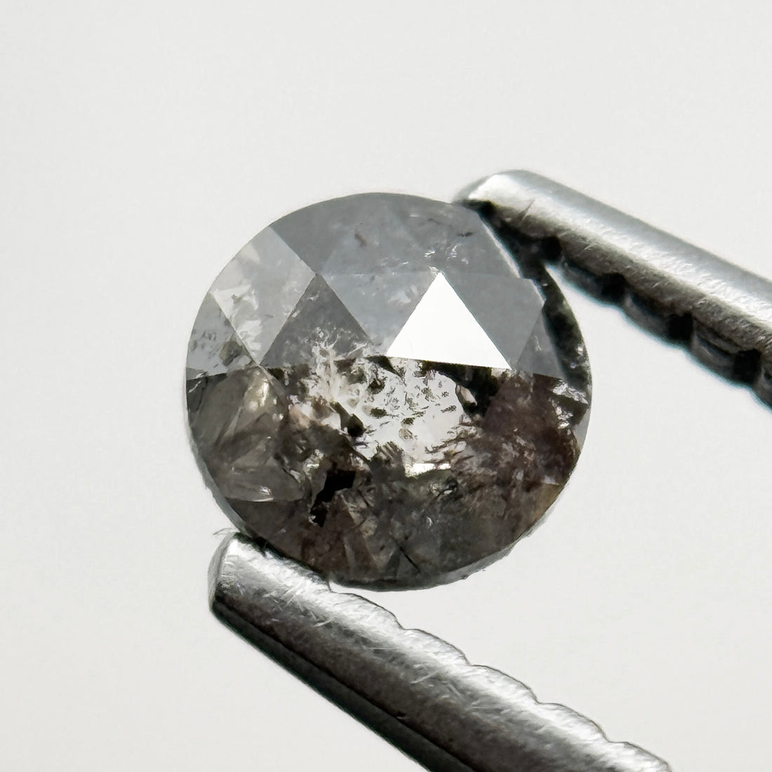 0.21 Ct Round Rose Cut Grey Natural Salt and Pepper Diamond
