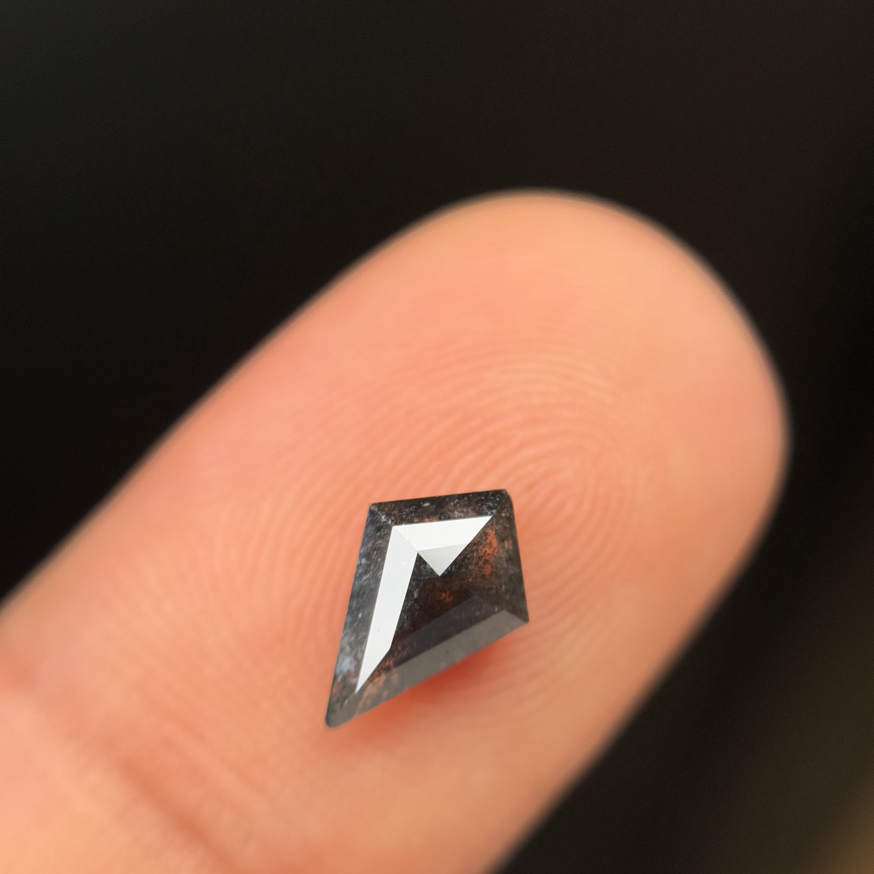 0.96 Ct Kite Rose Cut Black Natural Salt and Pepper Diamond