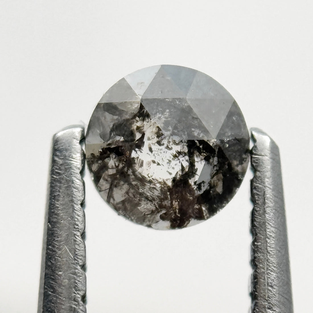 0.21 Ct Round Rose Cut Grey Natural Salt and Pepper Diamond
