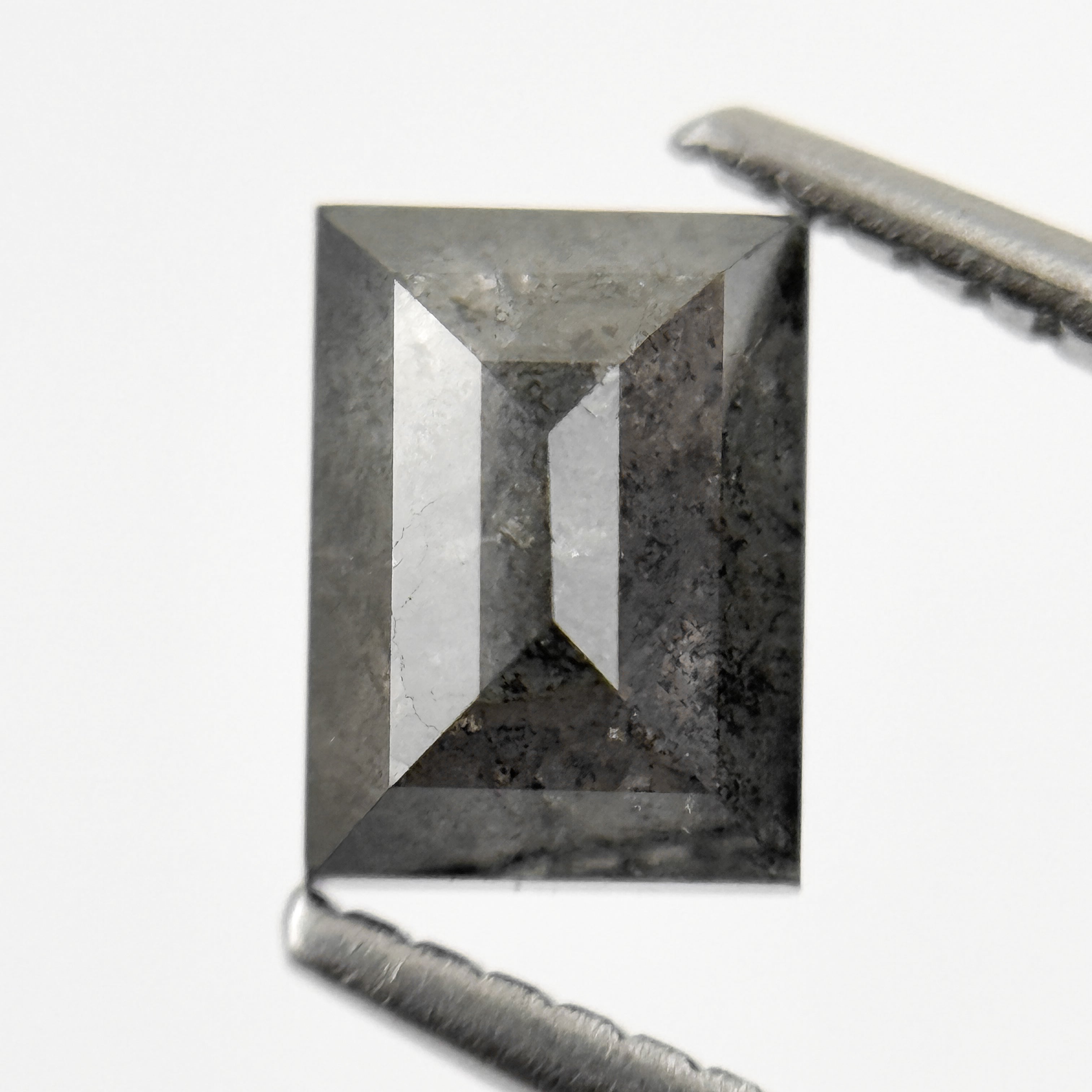 1.46 Ct Baguette Rose Cut Grey Natural Salt and Pepper Diamond