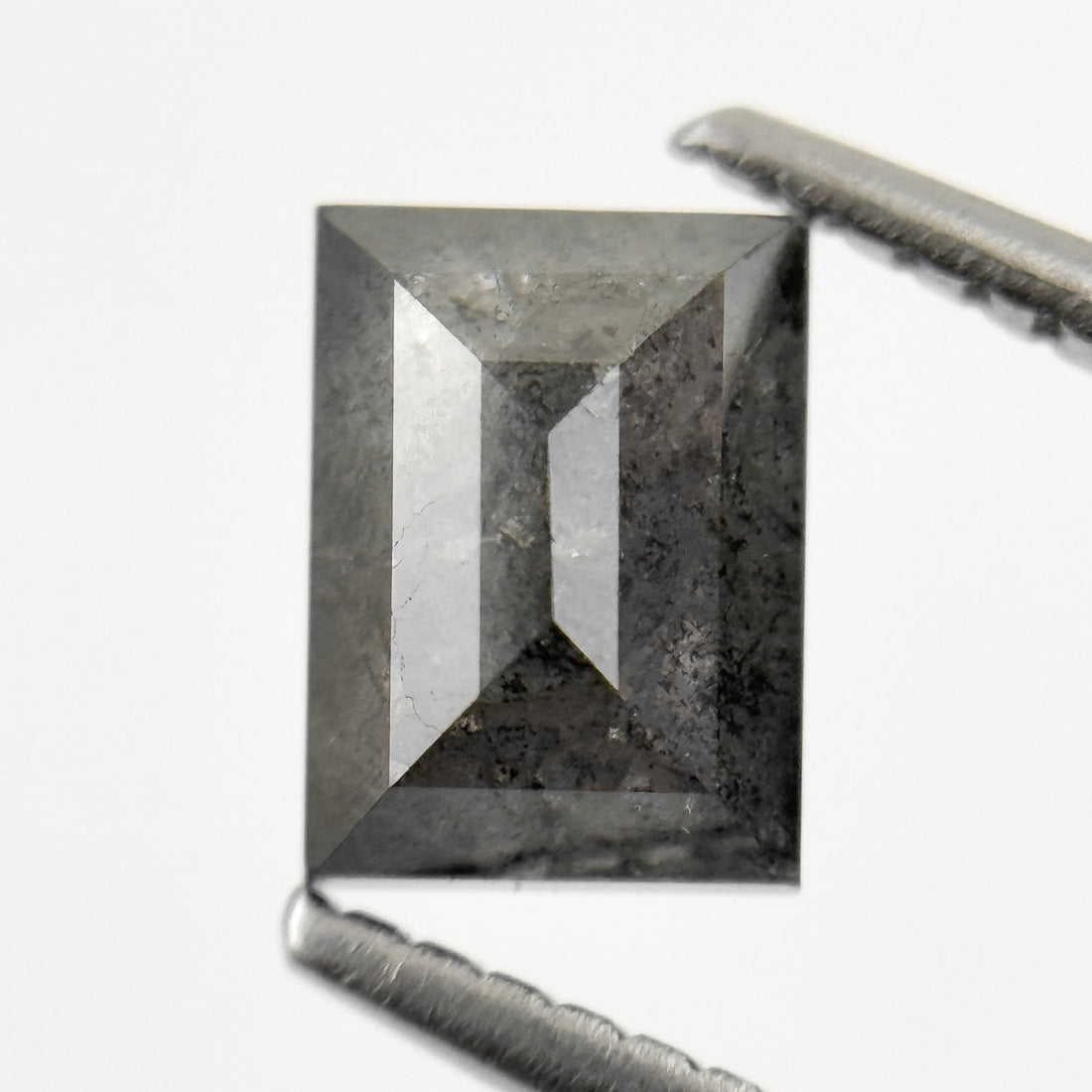 1.46 Ct Baguette Rose Cut Grey Natural Salt and Pepper Diamond