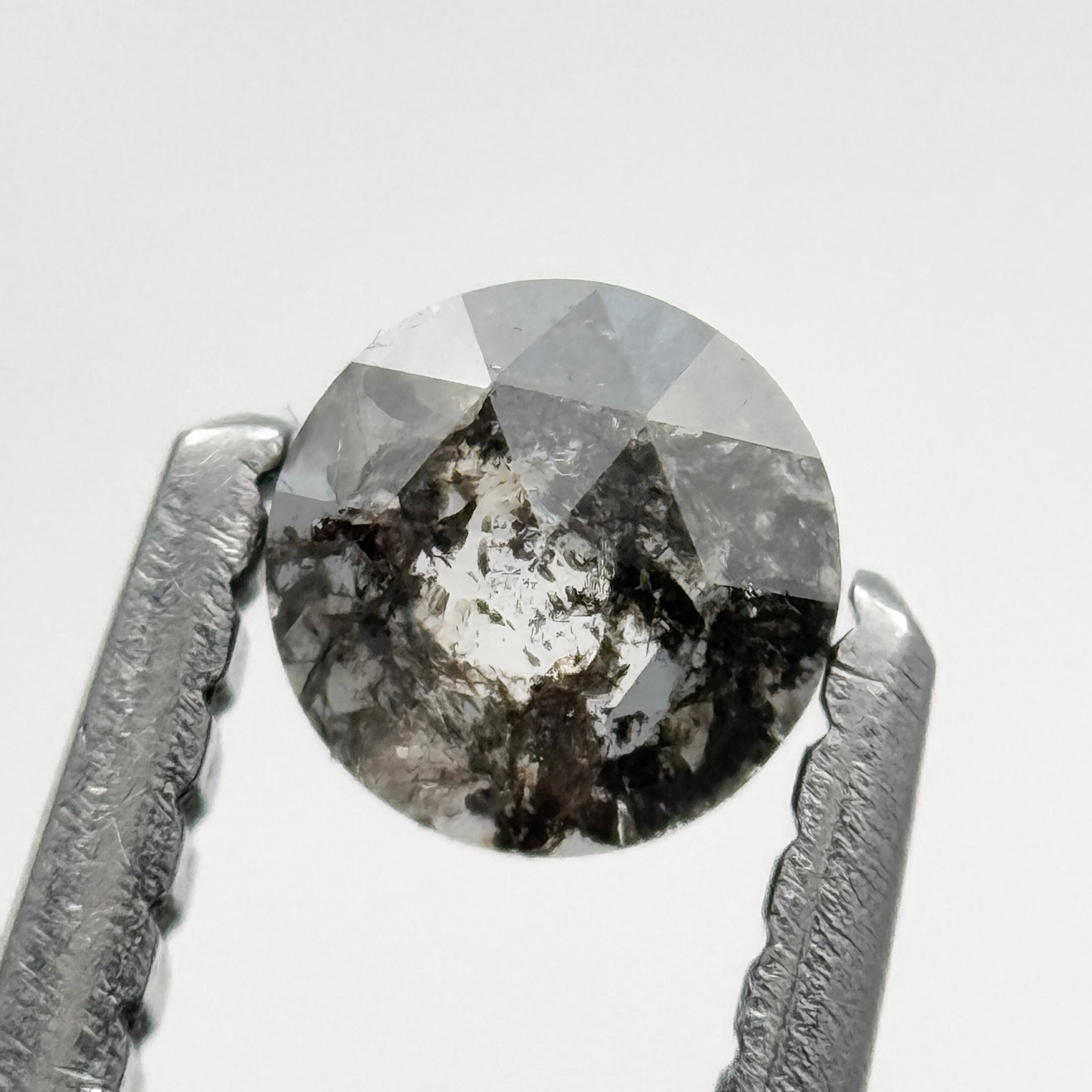 0.21 Ct Round Rose Cut Grey Natural Salt and Pepper Diamond