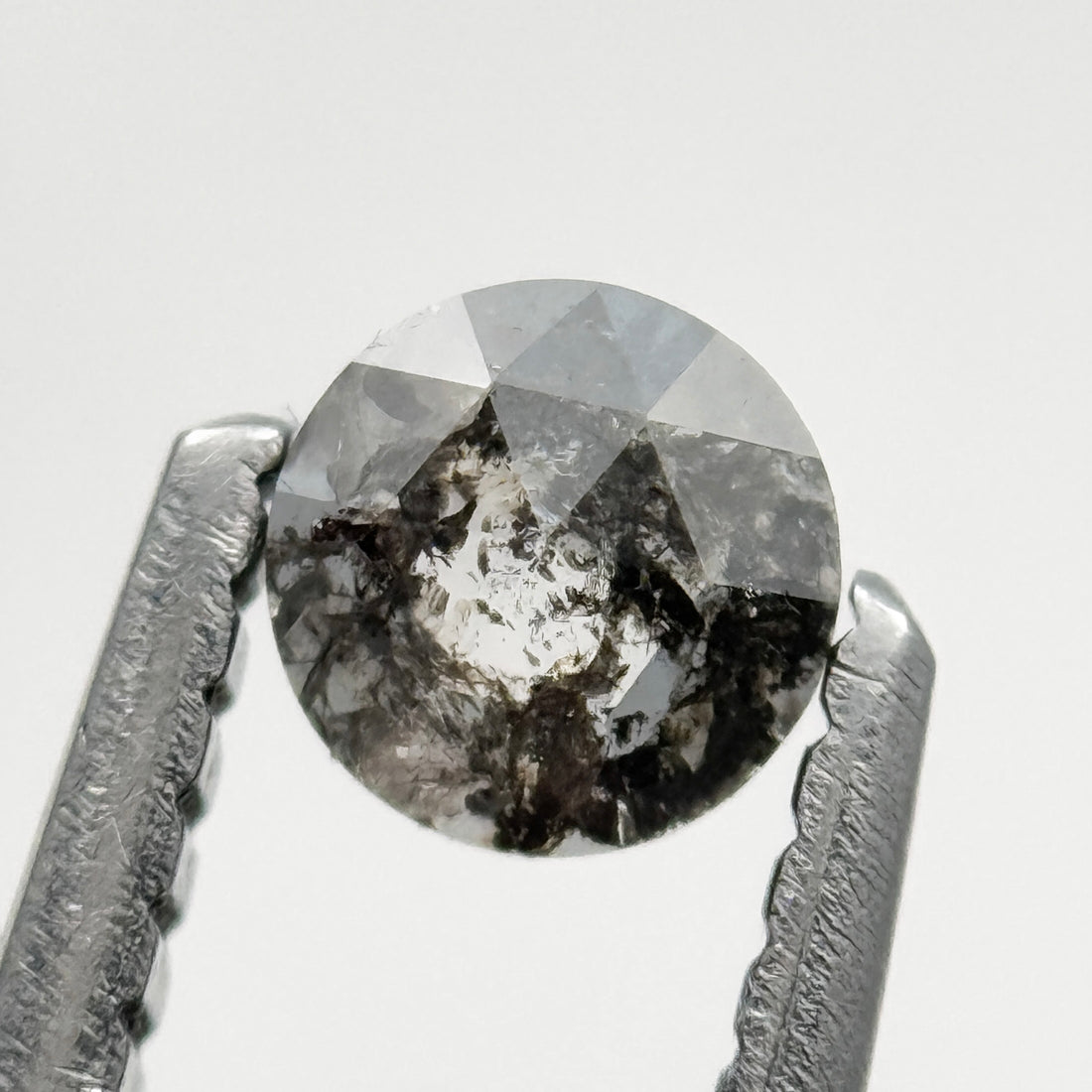 0.21 Ct Round Rose Cut Grey Natural Salt and Pepper Diamond