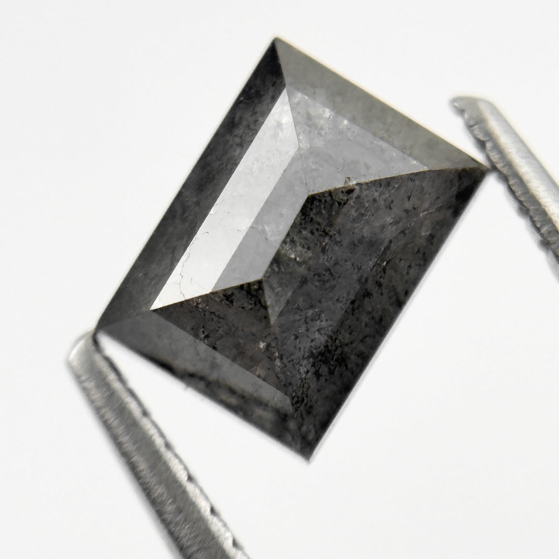 1.46 Ct Baguette Rose Cut Grey Natural Salt and Pepper Diamond