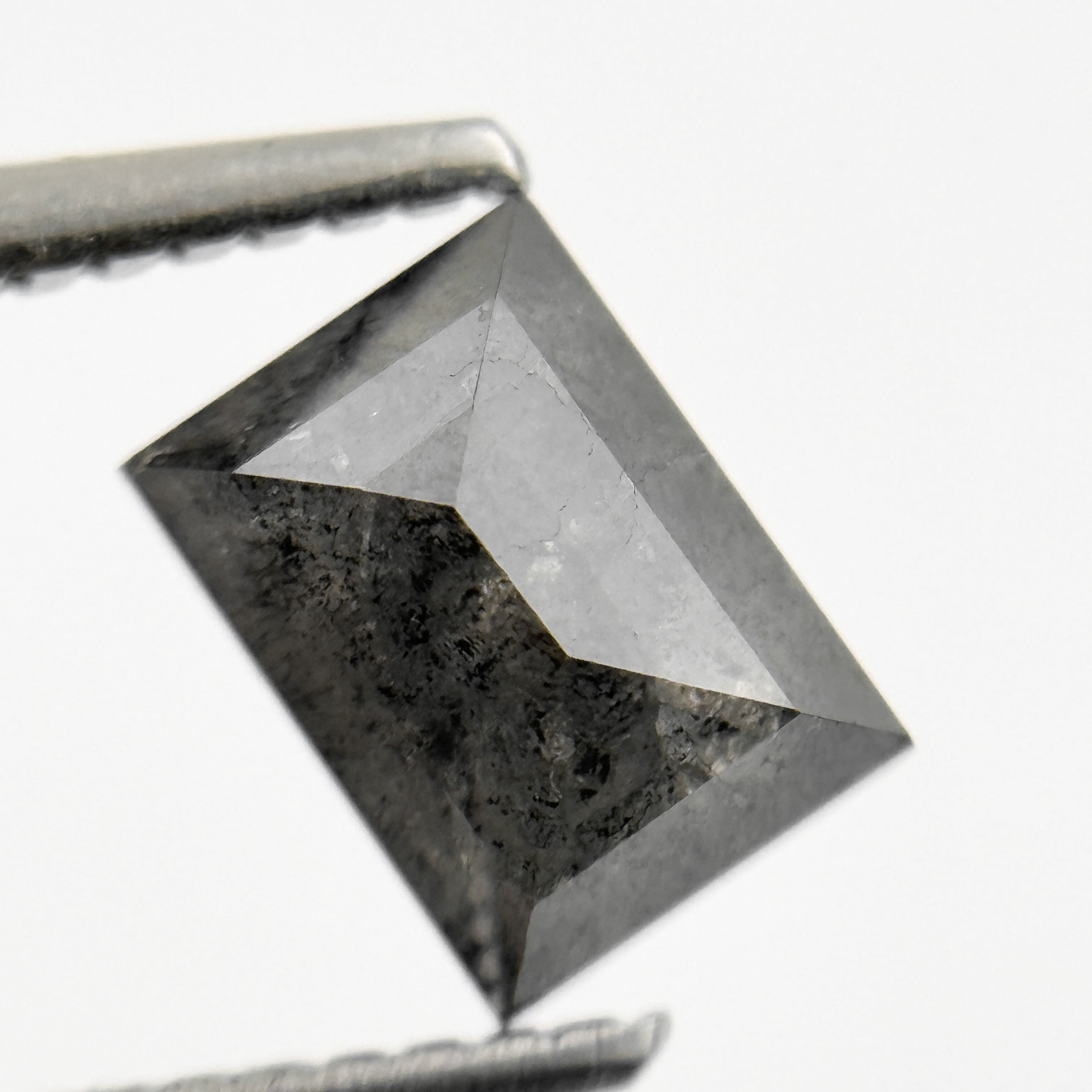 1.46 Ct Baguette Rose Cut Grey Natural Salt and Pepper Diamond