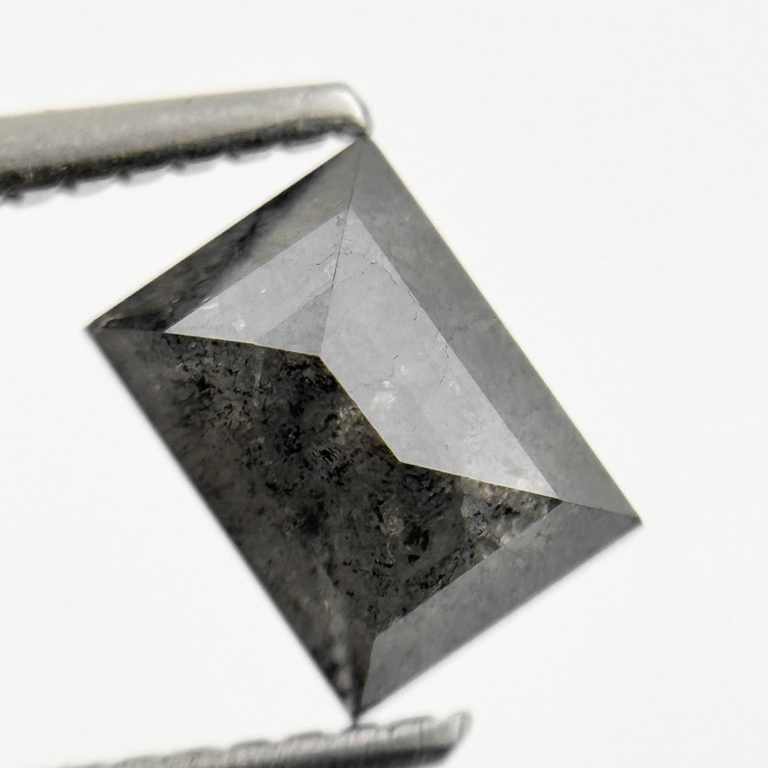 1.46 Ct Baguette Rose Cut Grey Natural Salt and Pepper Diamond