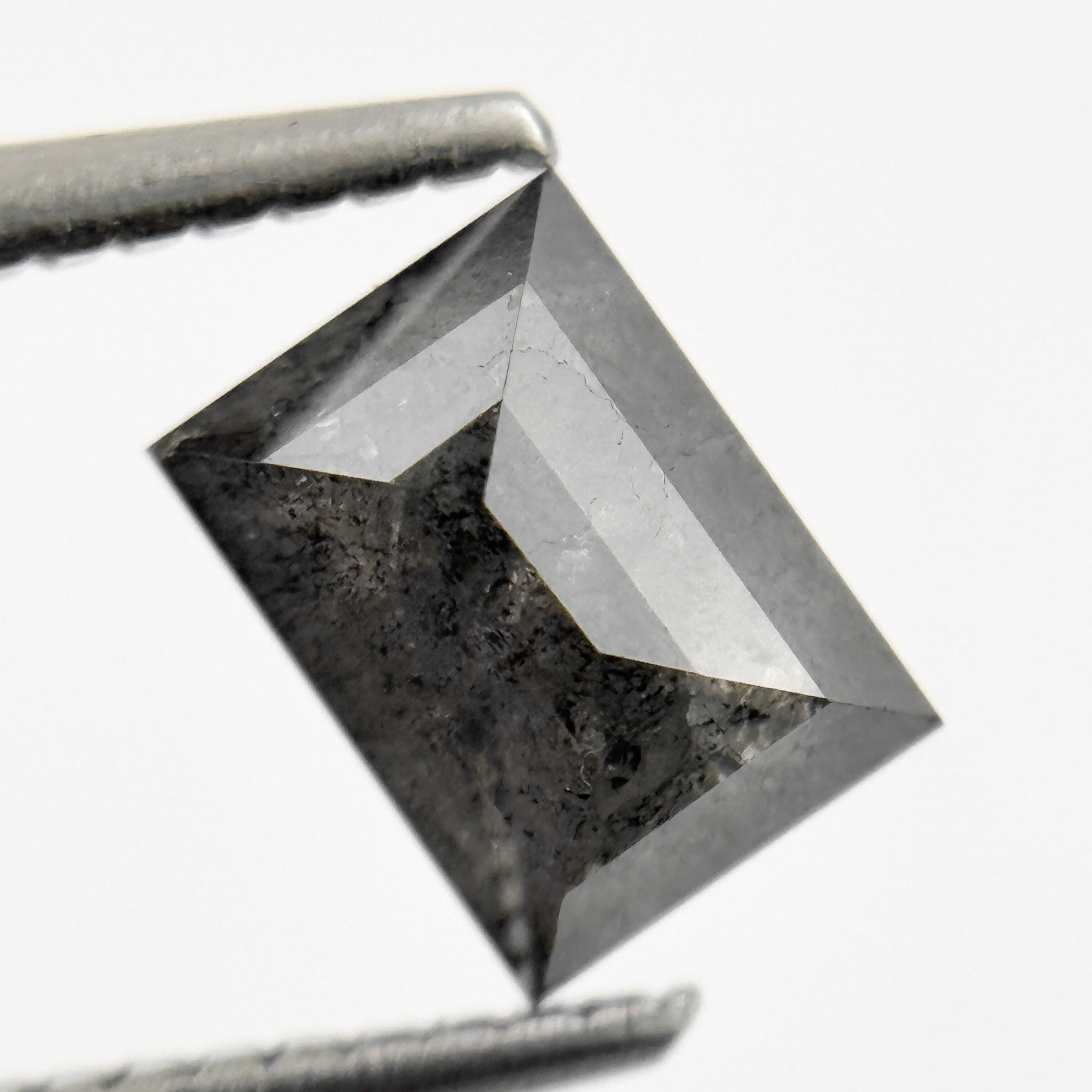 1.46 Ct Baguette Rose Cut Grey Natural Salt and Pepper Diamond
