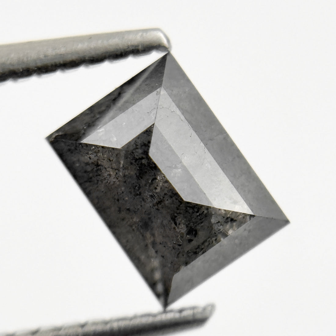 1.46 Ct Baguette Rose Cut Grey Natural Salt and Pepper Diamond