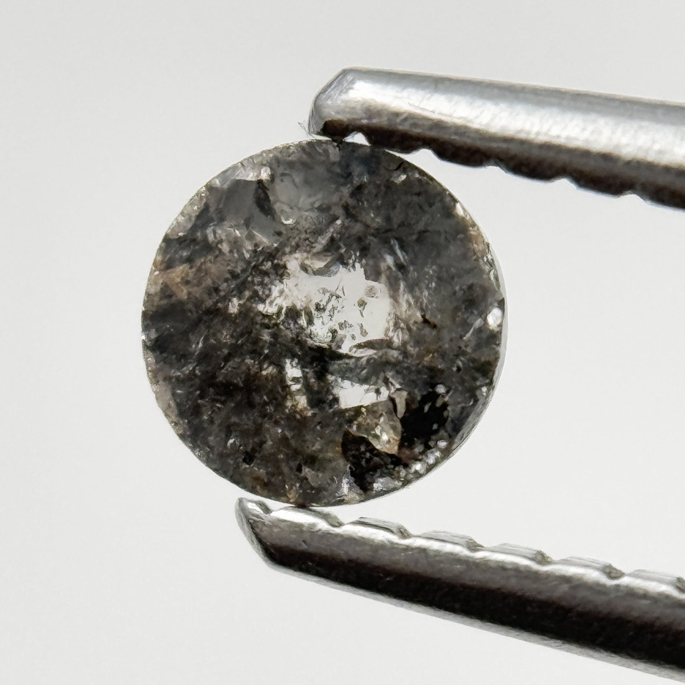 0.21 Ct Round Rose Cut Grey Natural Salt and Pepper Diamond