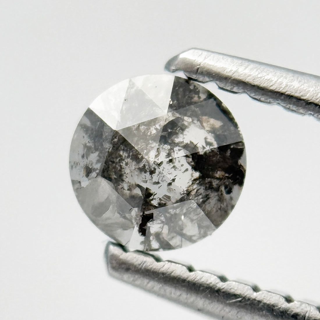 0.21 Ct Round Rose Cut Grey Natural Salt and Pepper Diamond