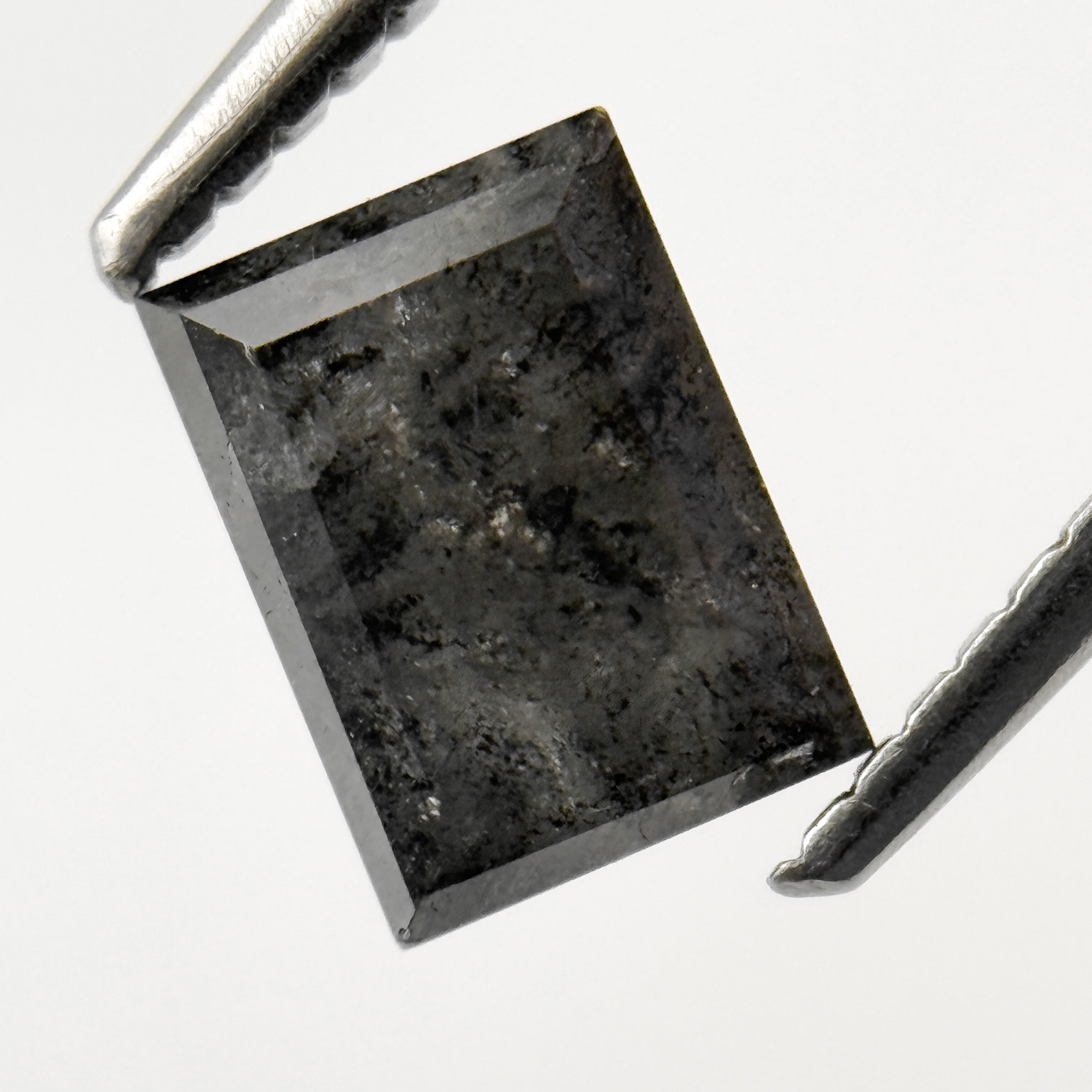 1.46 Ct Baguette Rose Cut Grey Natural Salt and Pepper Diamond