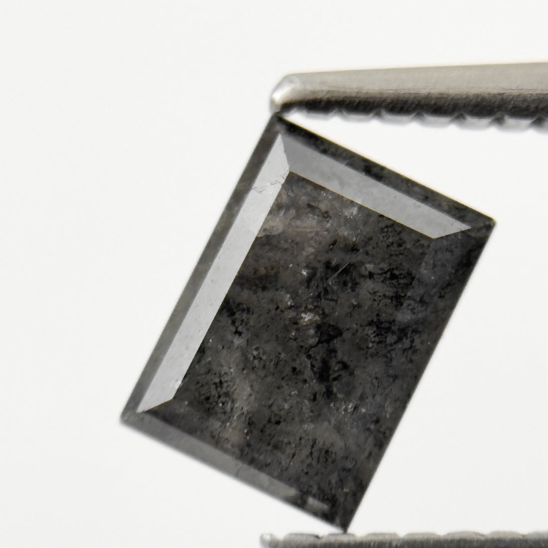 1.46 Ct Baguette Rose Cut Grey Natural Salt and Pepper Diamond