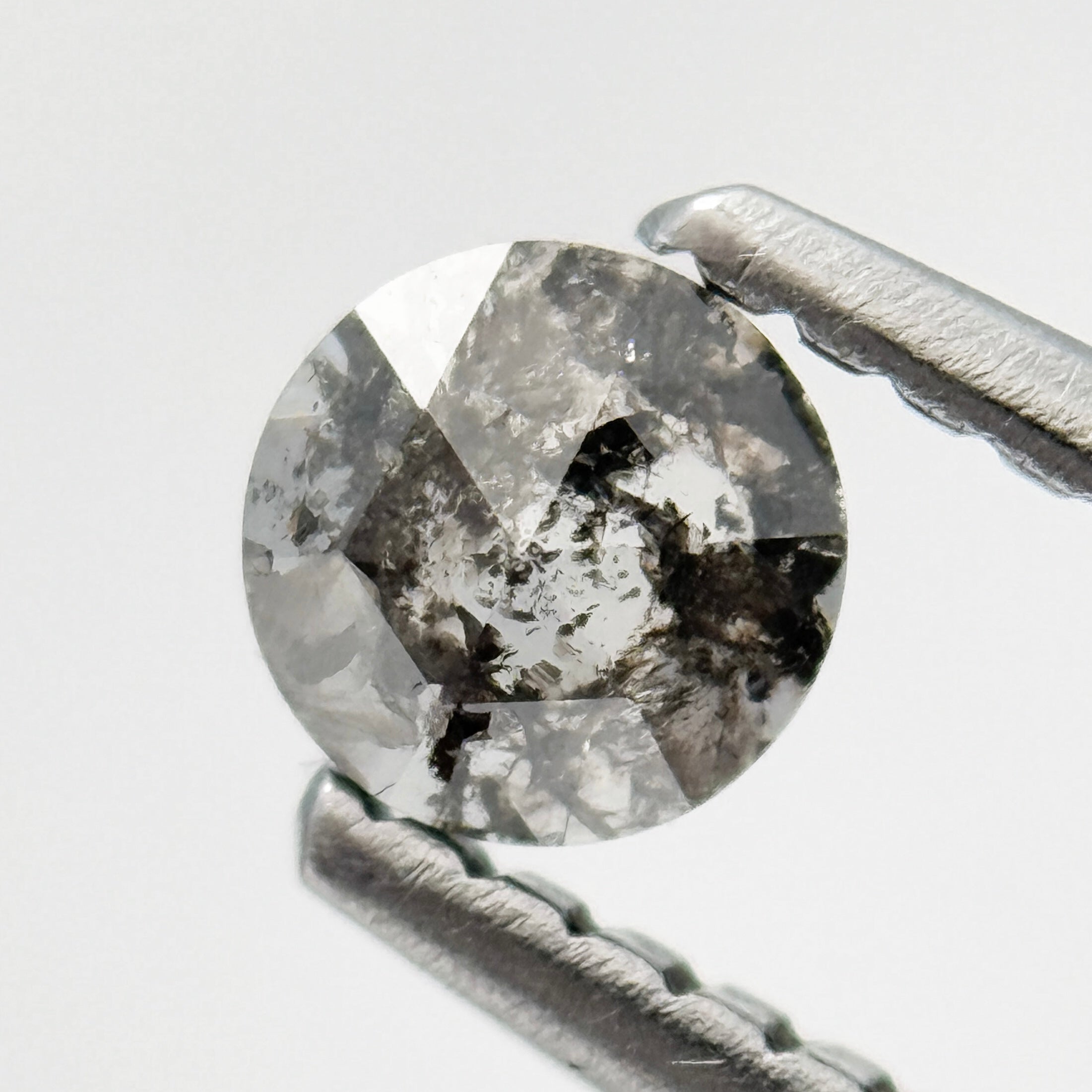0.21 Ct Round Rose Cut Grey Natural Salt and Pepper Diamond