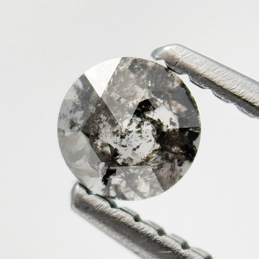 0.21 Ct Round Rose Cut Grey Natural Salt and Pepper Diamond