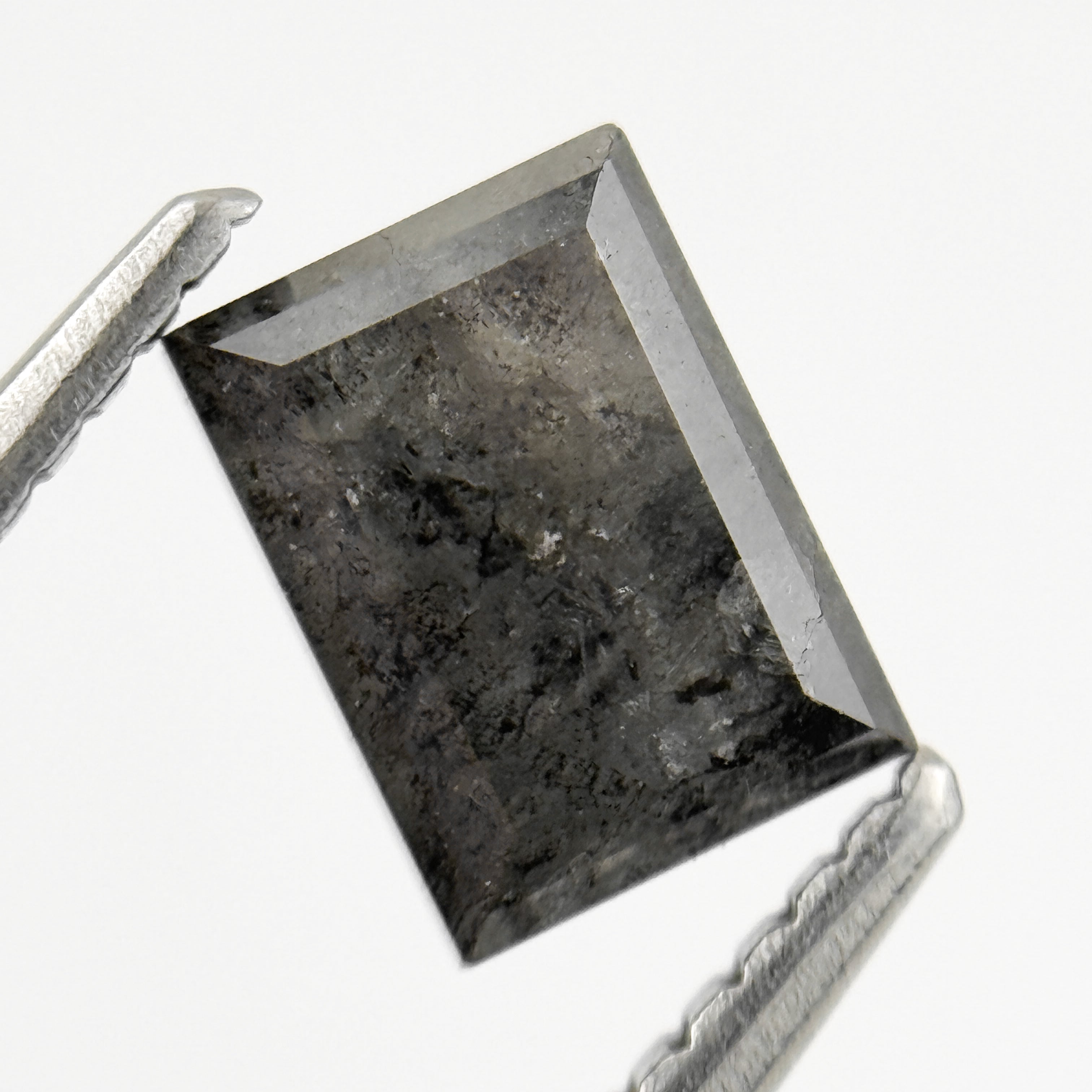1.46 Ct Baguette Rose Cut Grey Natural Salt and Pepper Diamond