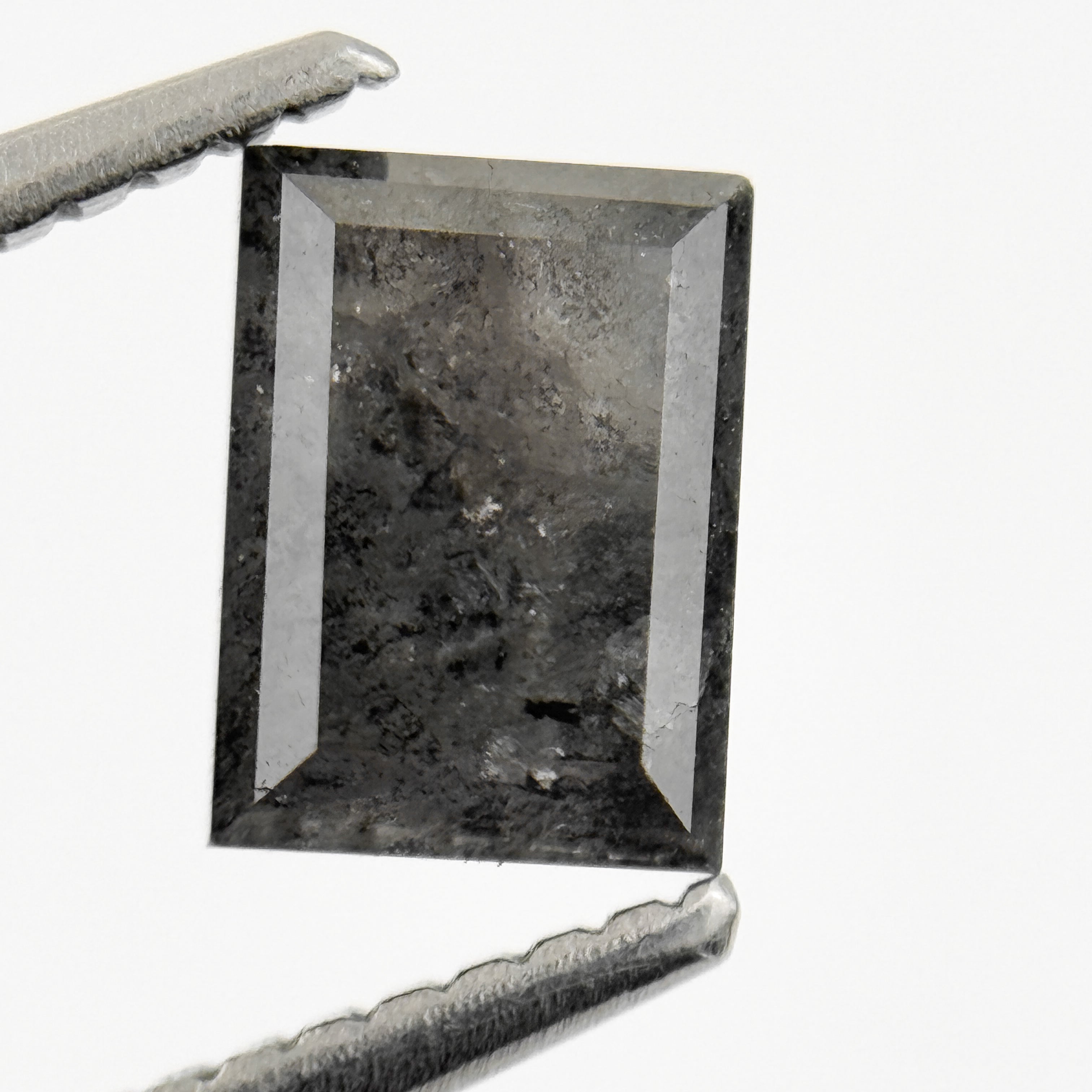 1.46 Ct Baguette Rose Cut Grey Natural Salt and Pepper Diamond