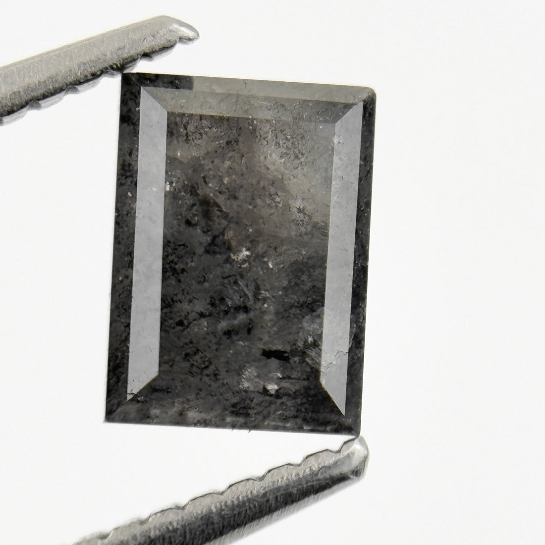 1.46 Ct Baguette Rose Cut Grey Natural Salt and Pepper Diamond