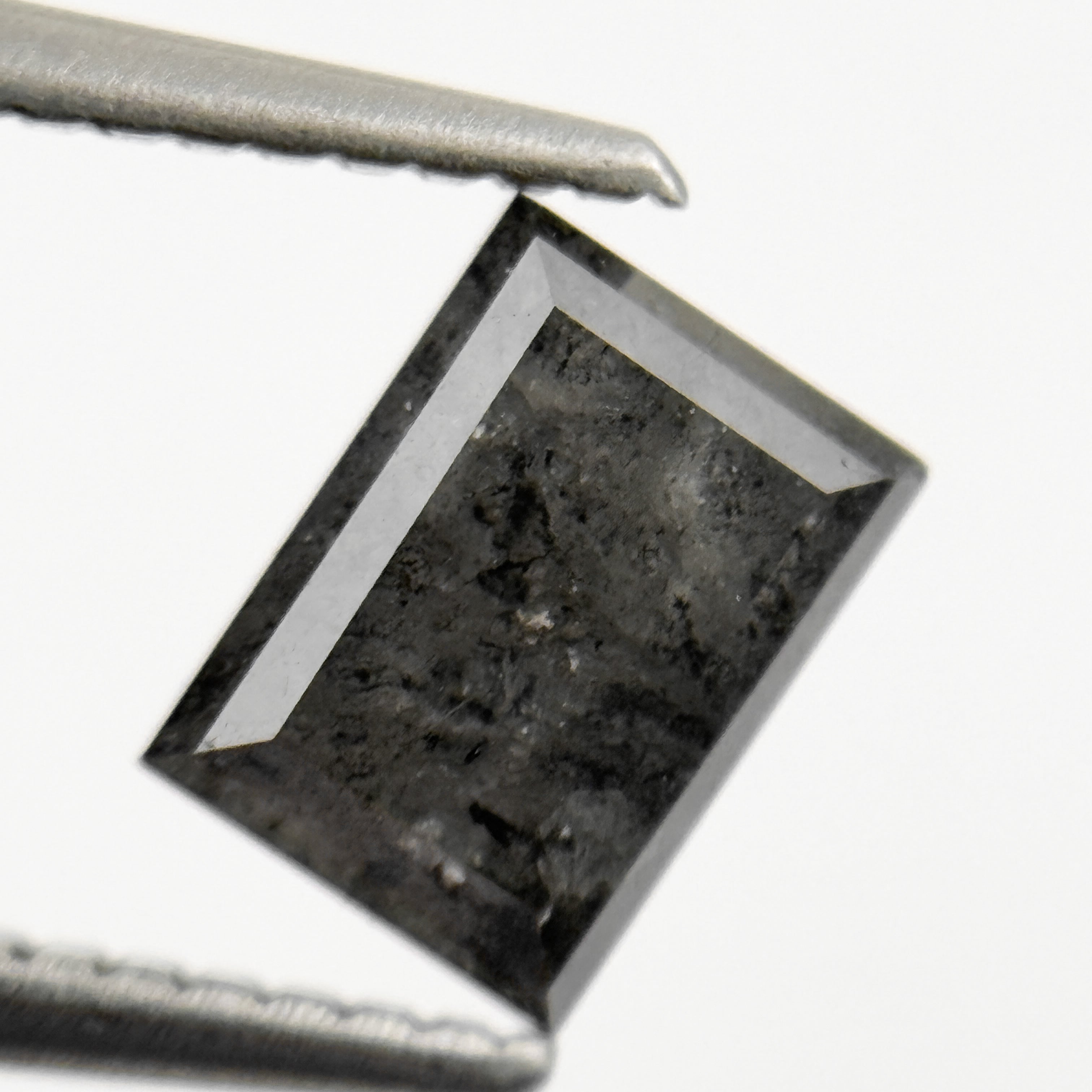 1.46 Ct Baguette Rose Cut Grey Natural Salt and Pepper Diamond
