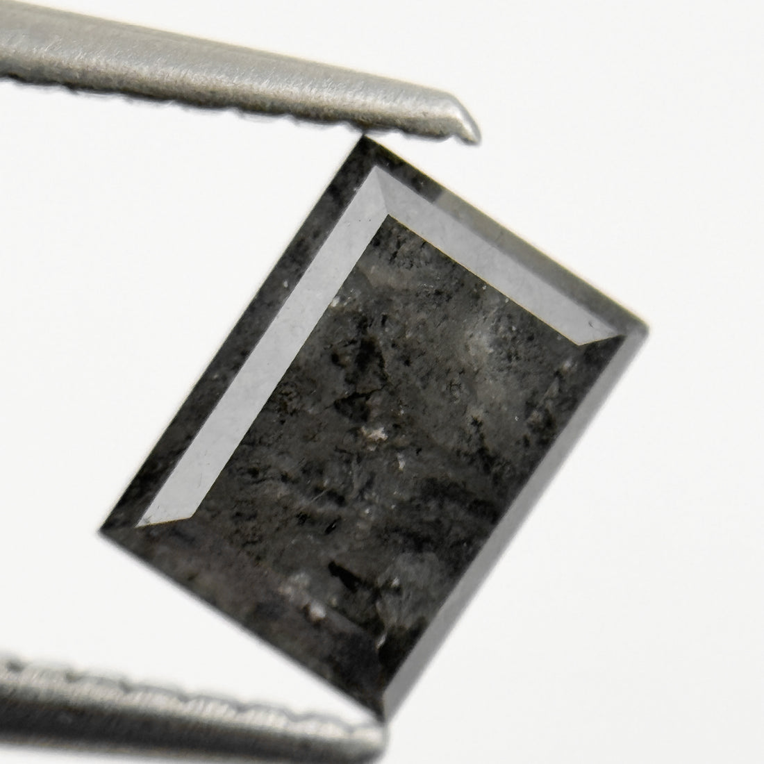 1.46 Ct Baguette Rose Cut Grey Natural Salt and Pepper Diamond