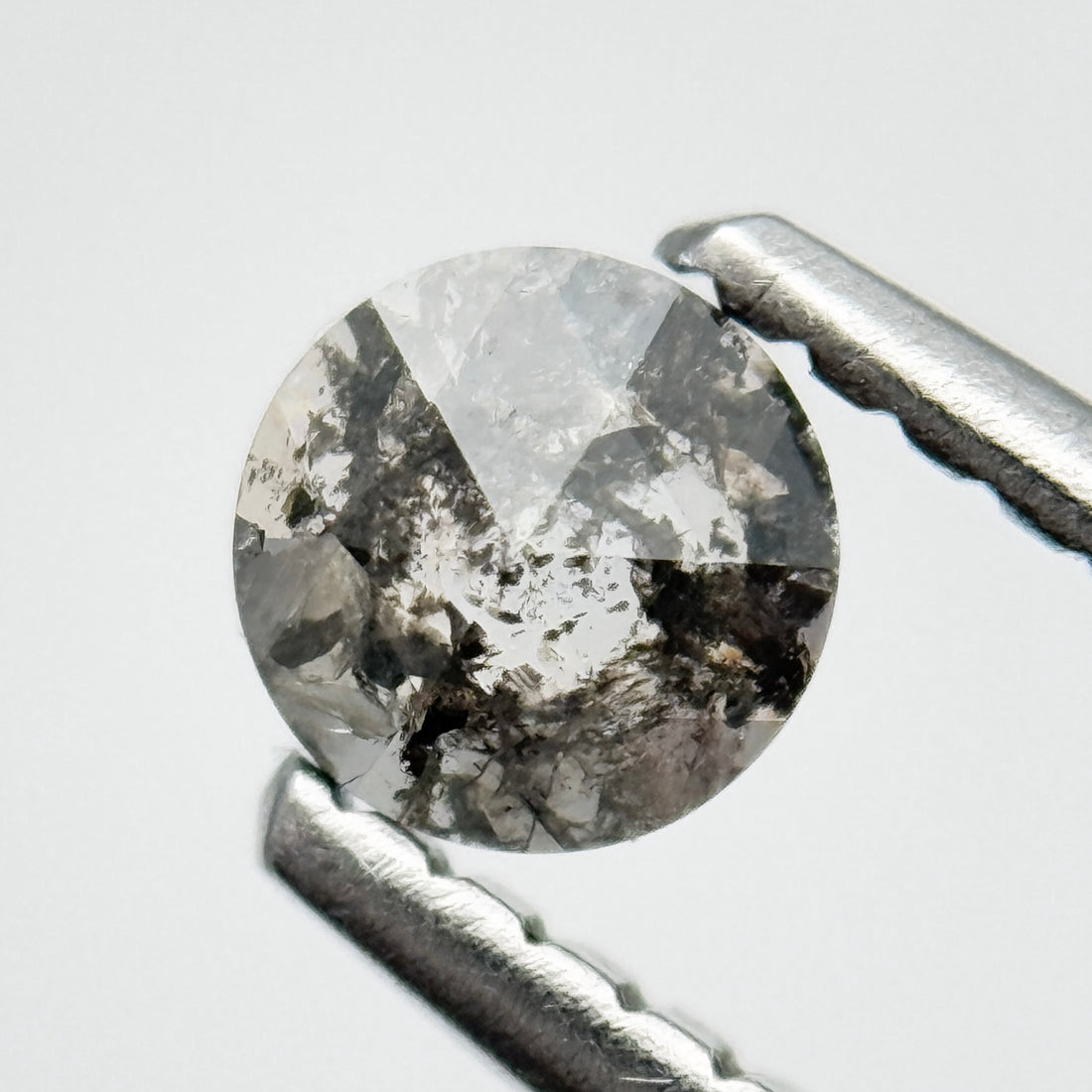 0.21 Ct Round Rose Cut Grey Natural Salt and Pepper Diamond