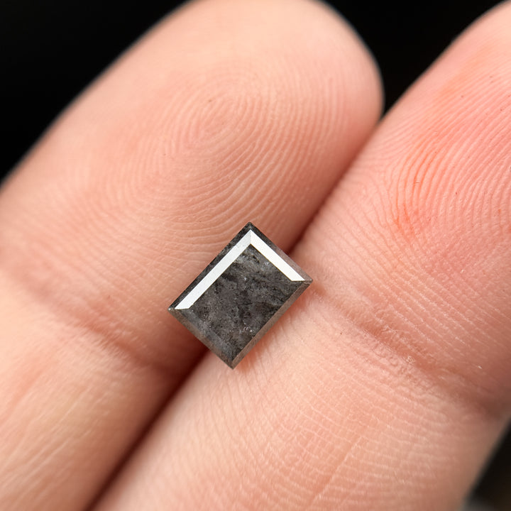 1.46 Ct Baguette Rose Cut Grey Natural Salt and Pepper Diamond