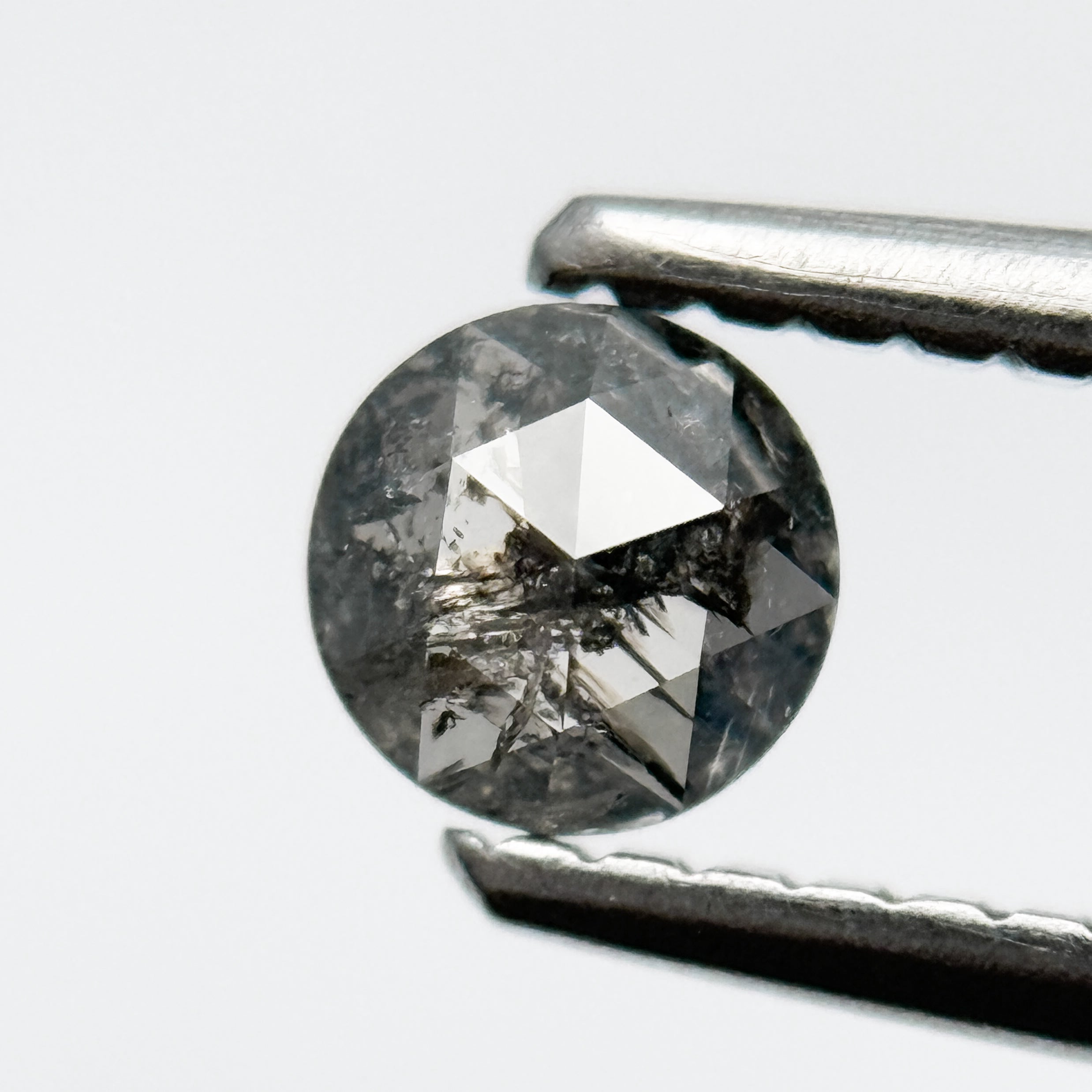 0.29 Ct Round Rose Cut Grey Natural Salt and Pepper Diamond