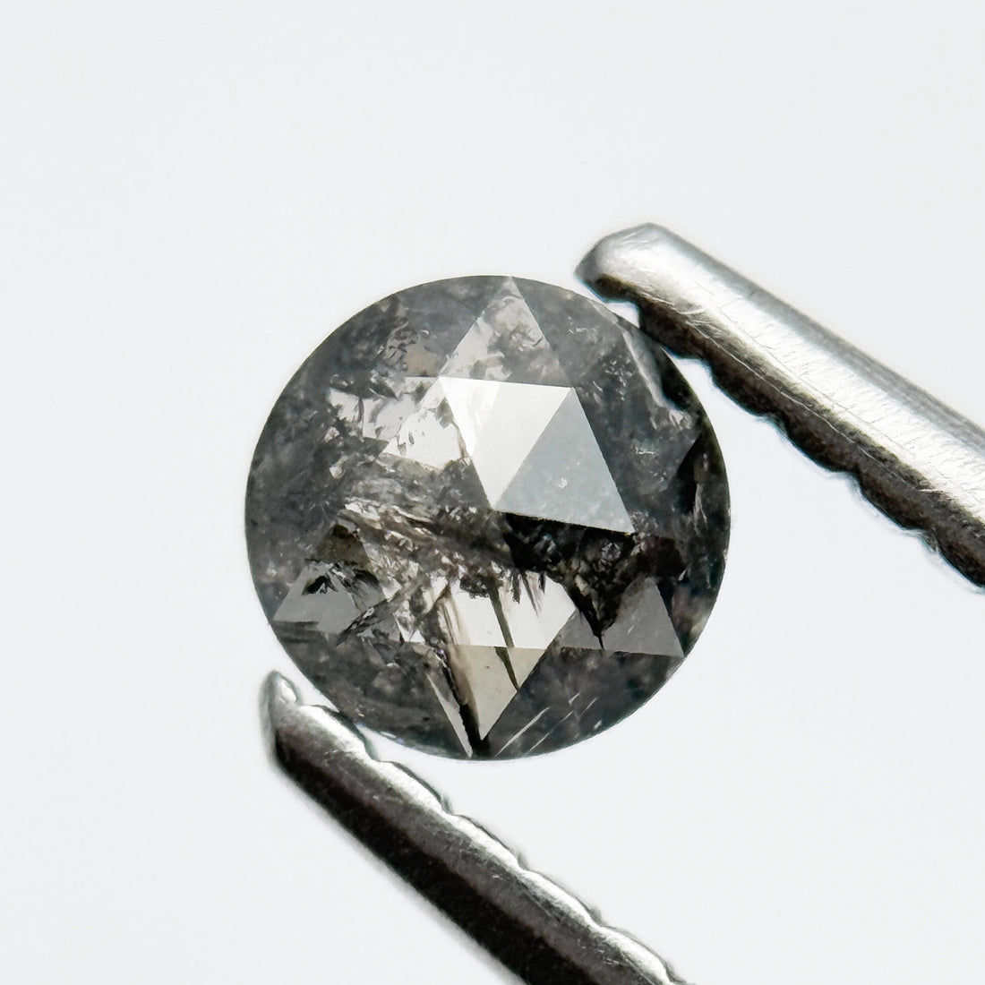 0.29 Ct Round Rose Cut Grey Natural Salt and Pepper Diamond