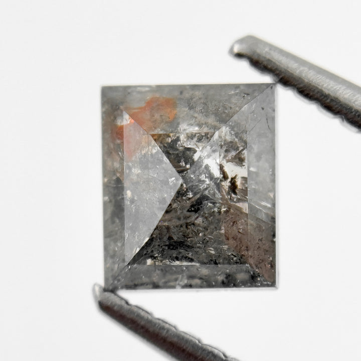 1.25 Ct Baguette Rose Cut Grey Natural Salt and Pepper Diamond