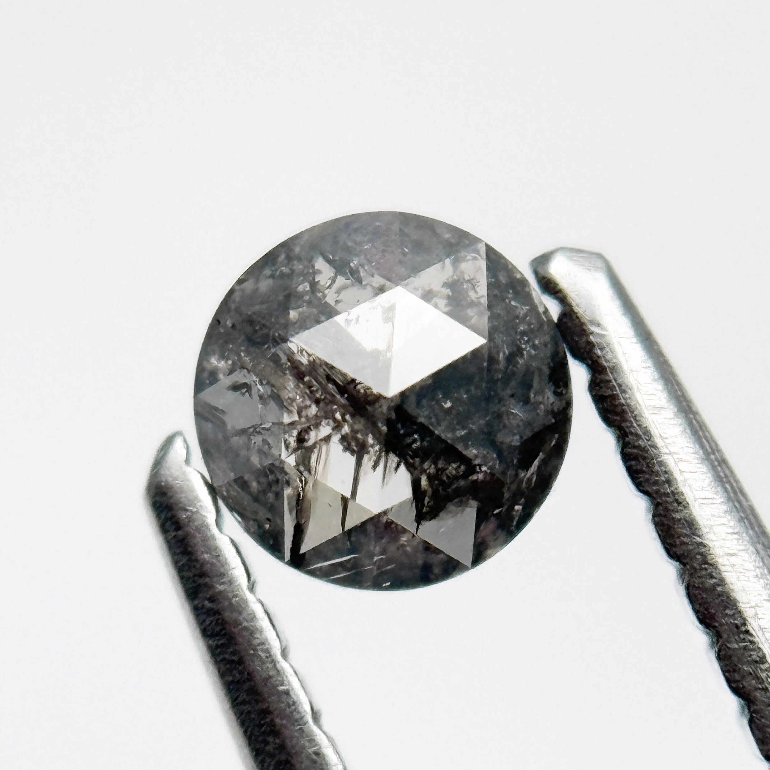 0.29 Ct Round Rose Cut Grey Natural Salt and Pepper Diamond