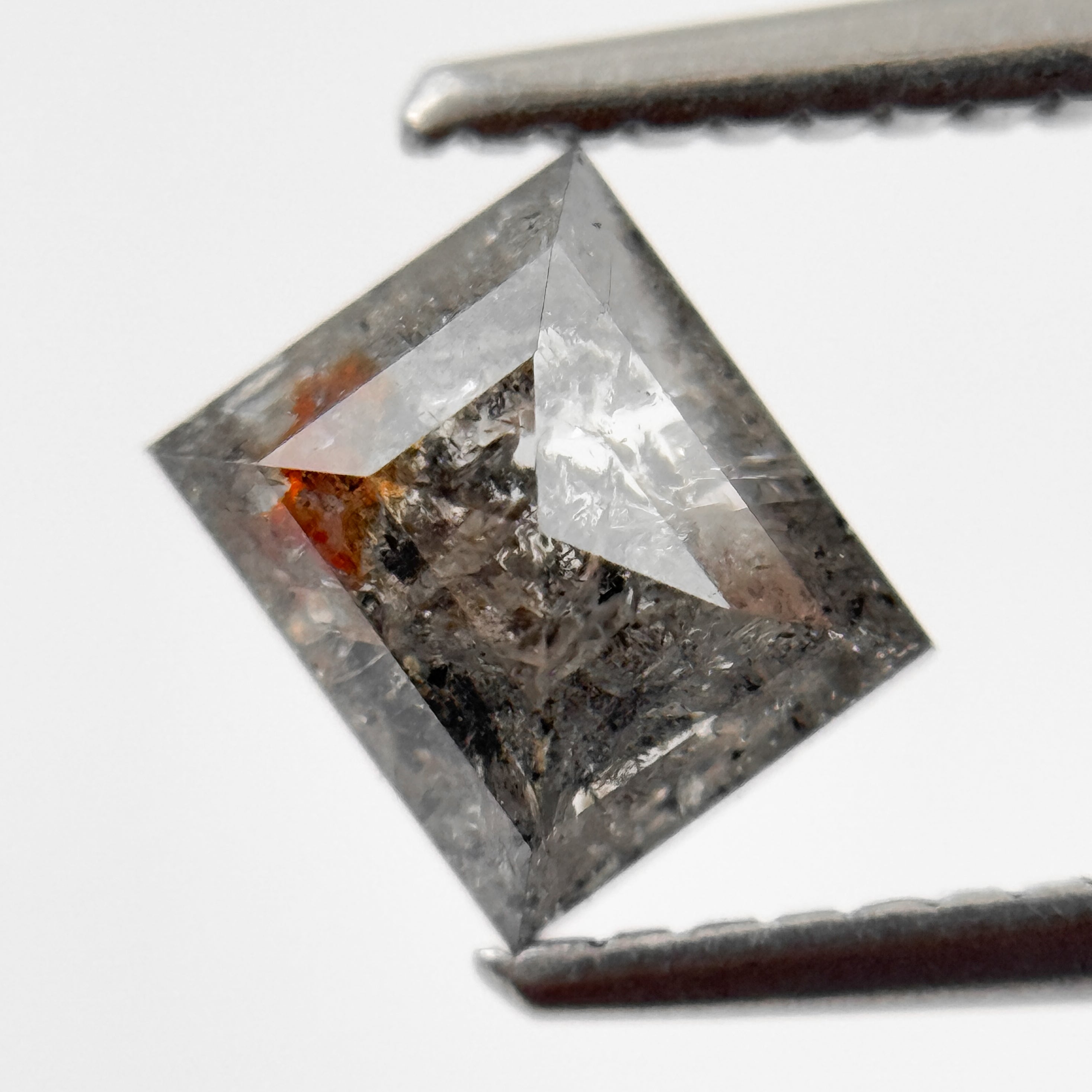 1.25 Ct Baguette Rose Cut Grey Natural Salt and Pepper Diamond