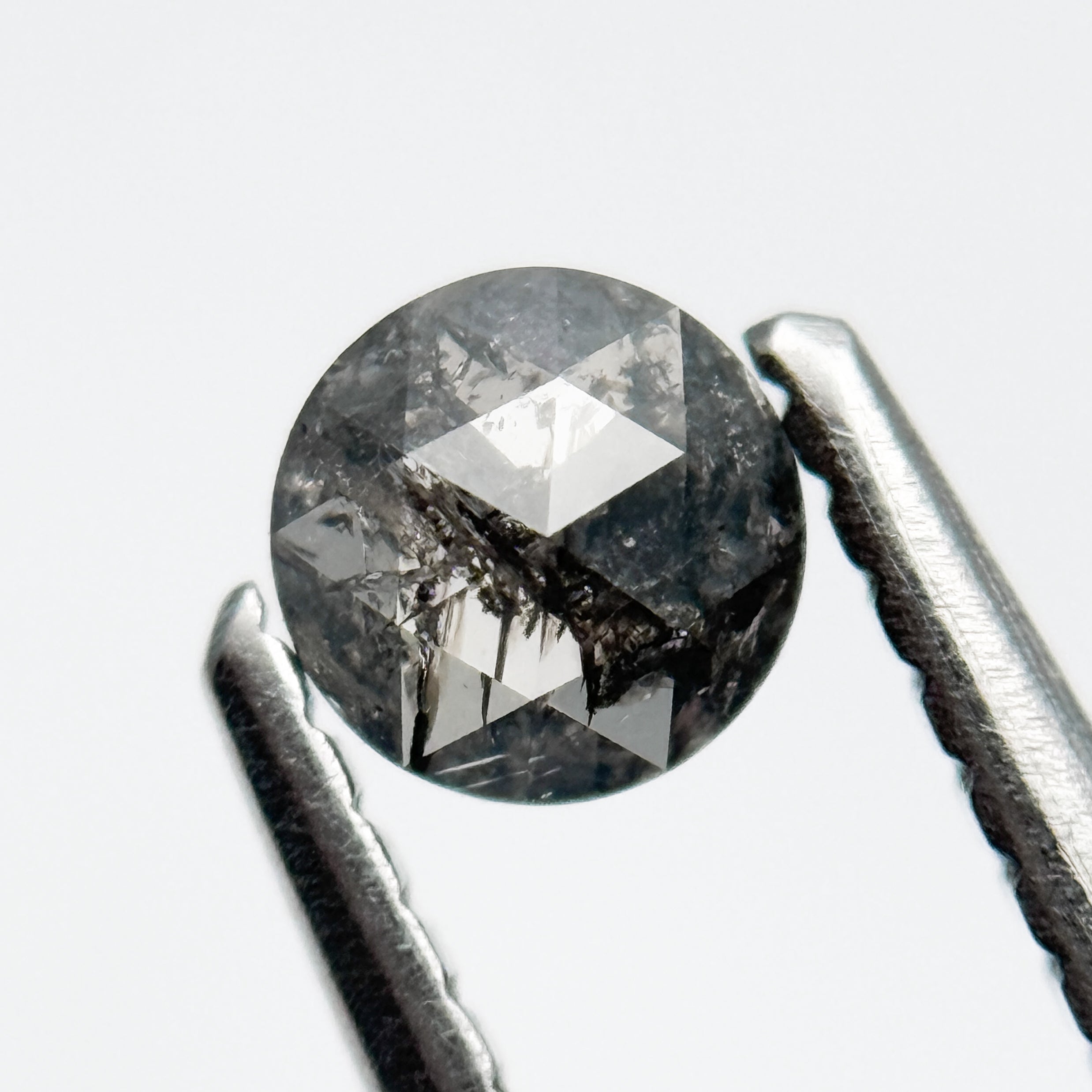 0.29 Ct Round Rose Cut Grey Natural Salt and Pepper Diamond