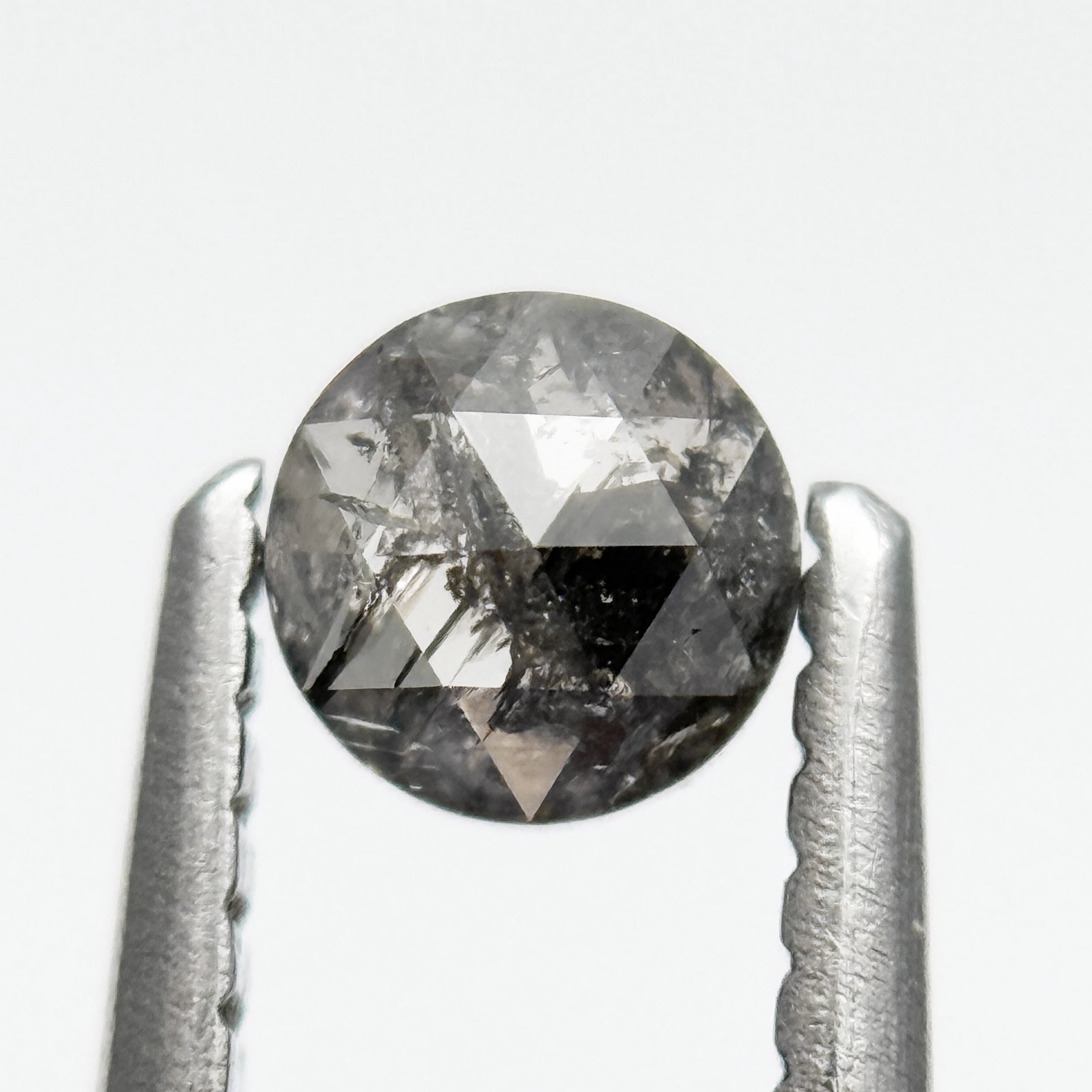 0.29 Ct Round Rose Cut Grey Natural Salt and Pepper Diamond