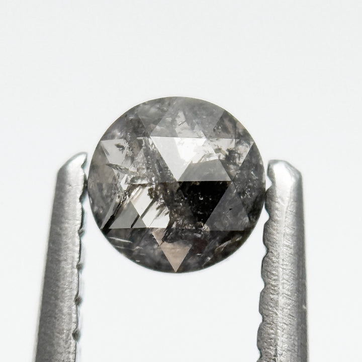 0.29 Ct Round Rose Cut Grey Natural Salt and Pepper Diamond