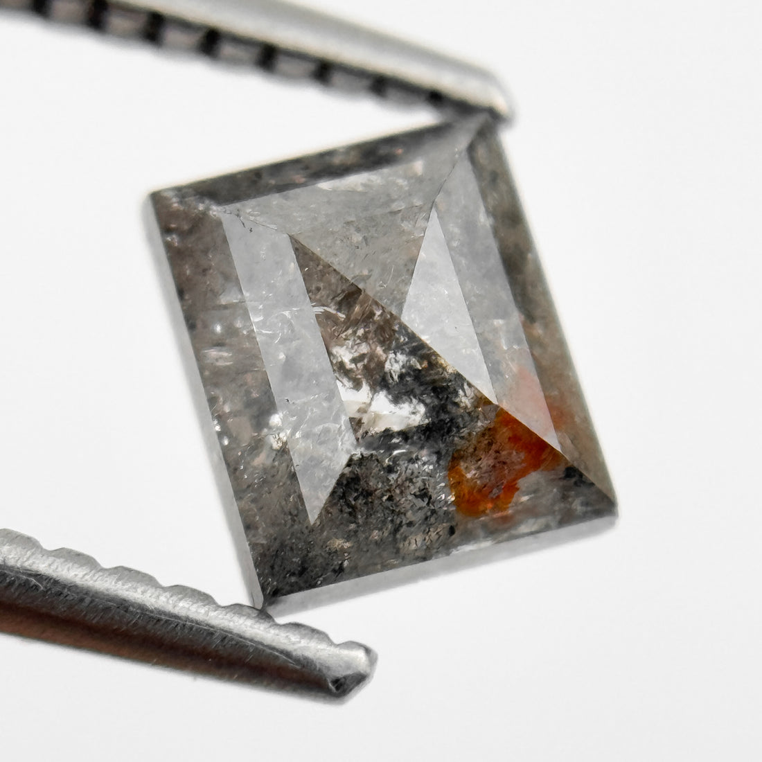 1.25 Ct Baguette Rose Cut Grey Natural Salt and Pepper Diamond