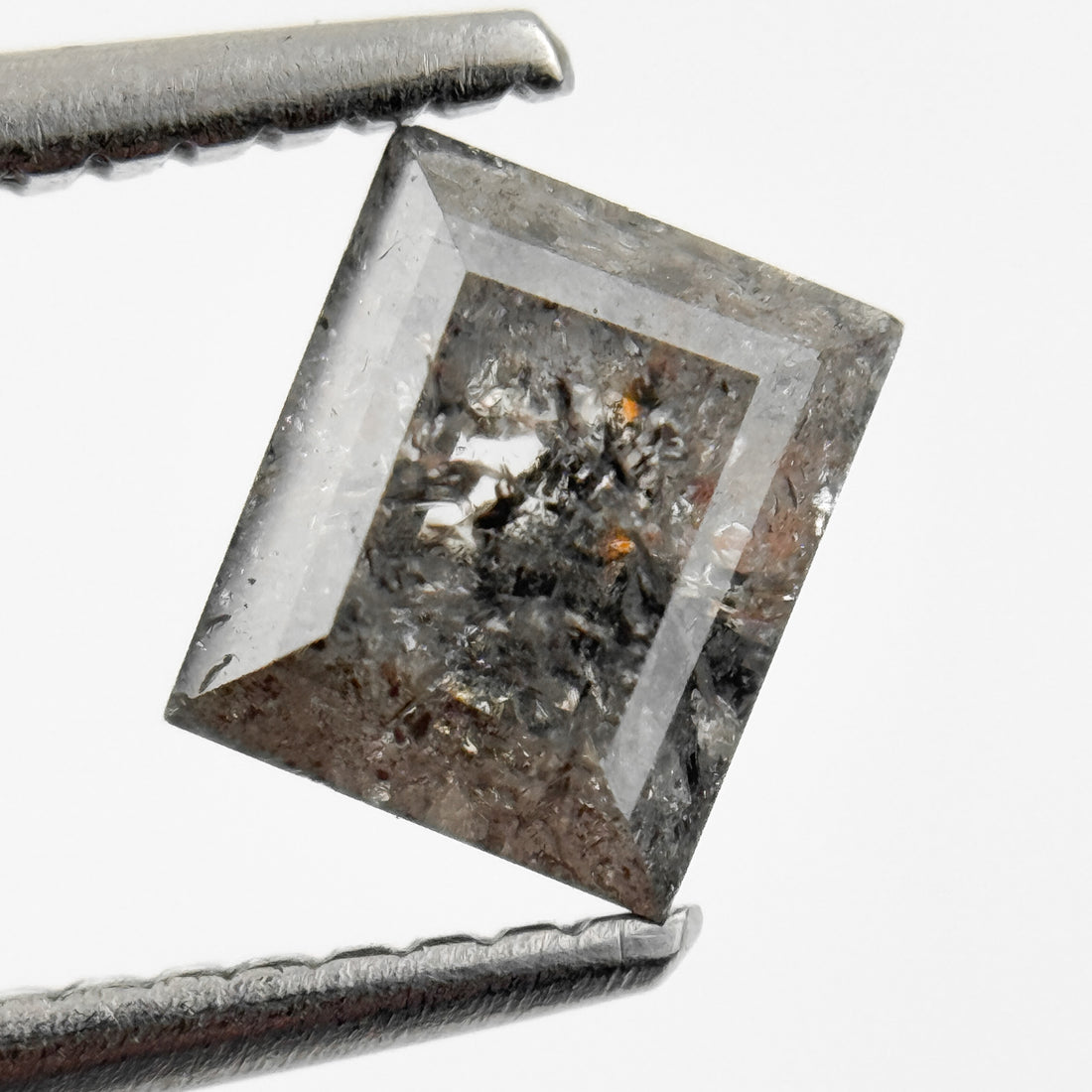 1.25 Ct Baguette Rose Cut Grey Natural Salt and Pepper Diamond