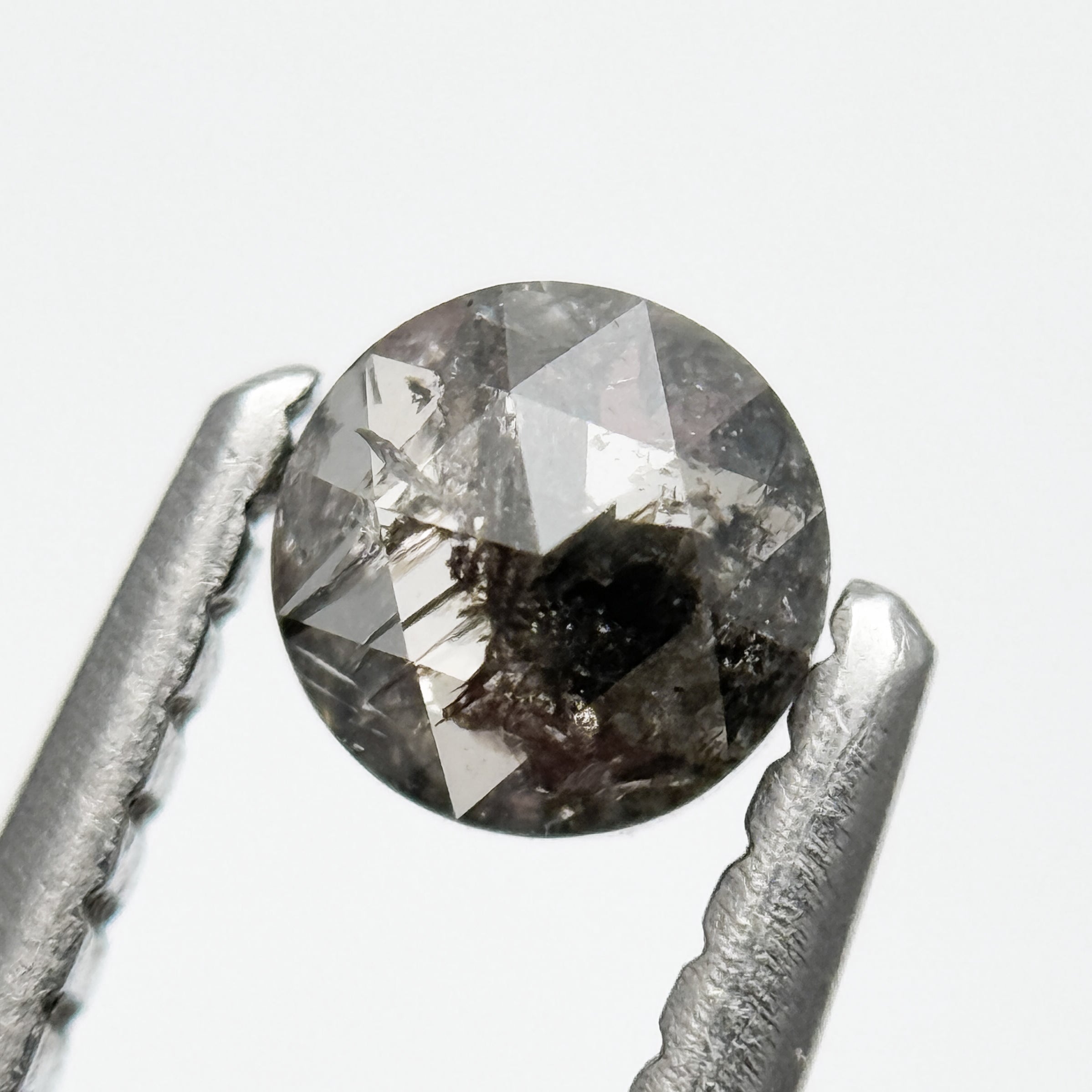 0.29 Ct Round Rose Cut Grey Natural Salt and Pepper Diamond