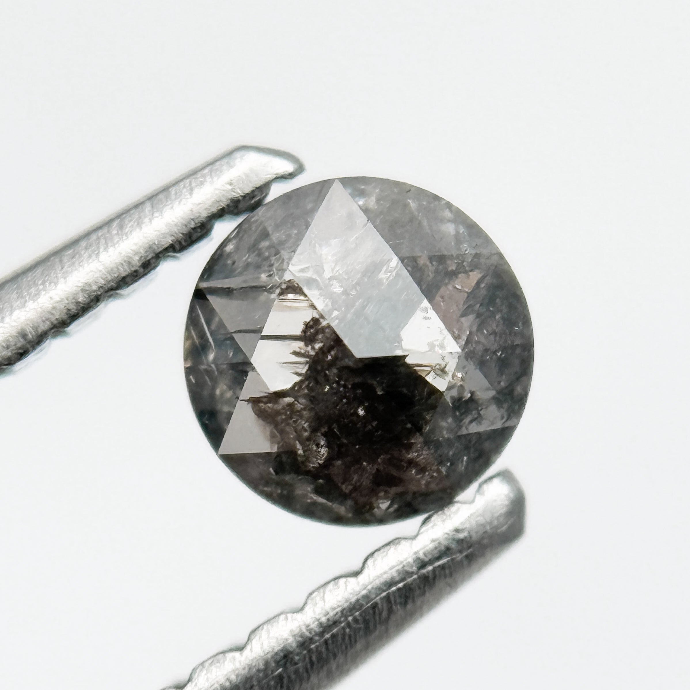 0.29 Ct Round Rose Cut Grey Natural Salt and Pepper Diamond