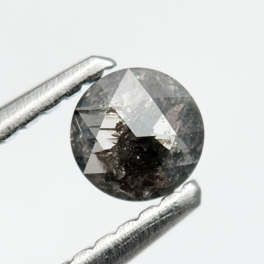 0.29 Ct Round Rose Cut Grey Natural Salt and Pepper Diamond