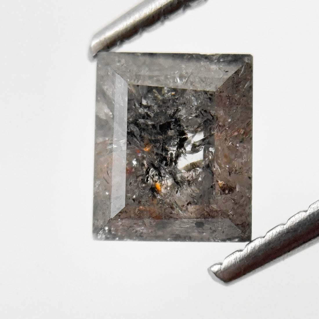 1.25 Ct Baguette Rose Cut Grey Natural Salt and Pepper Diamond