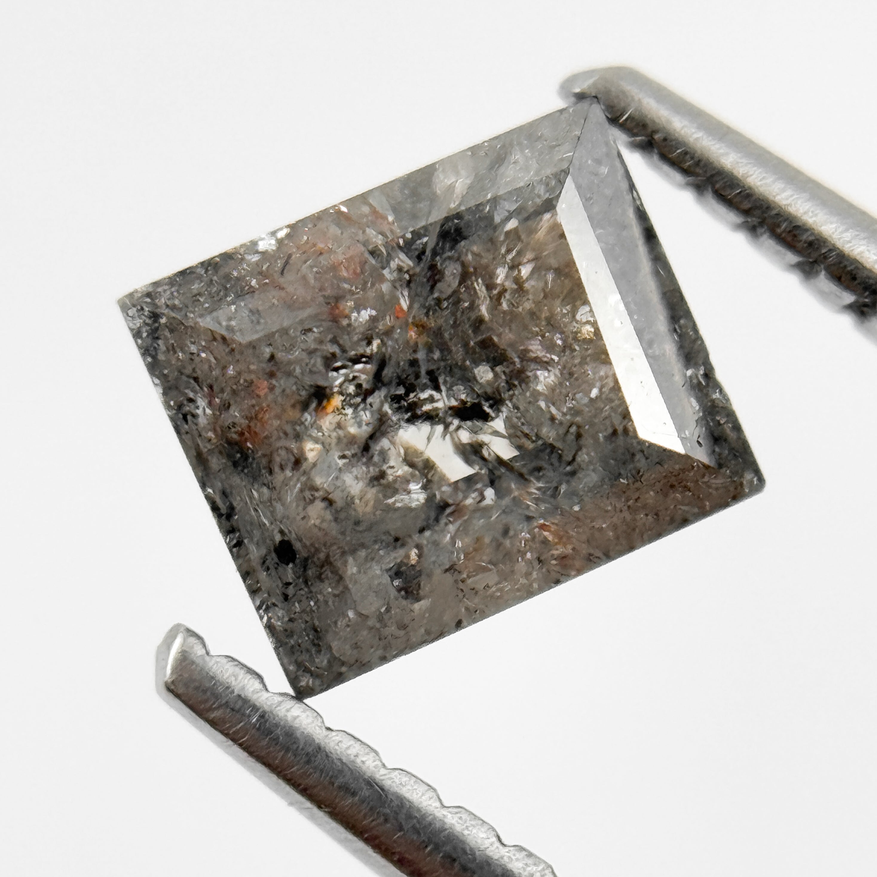 1.25 Ct Baguette Rose Cut Grey Natural Salt and Pepper Diamond