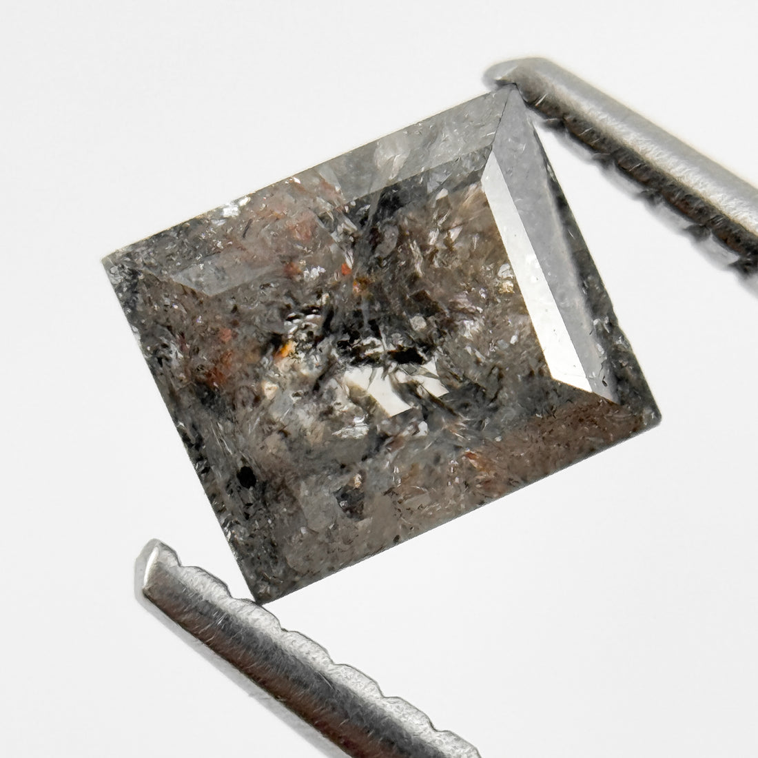 1.25 Ct Baguette Rose Cut Grey Natural Salt and Pepper Diamond