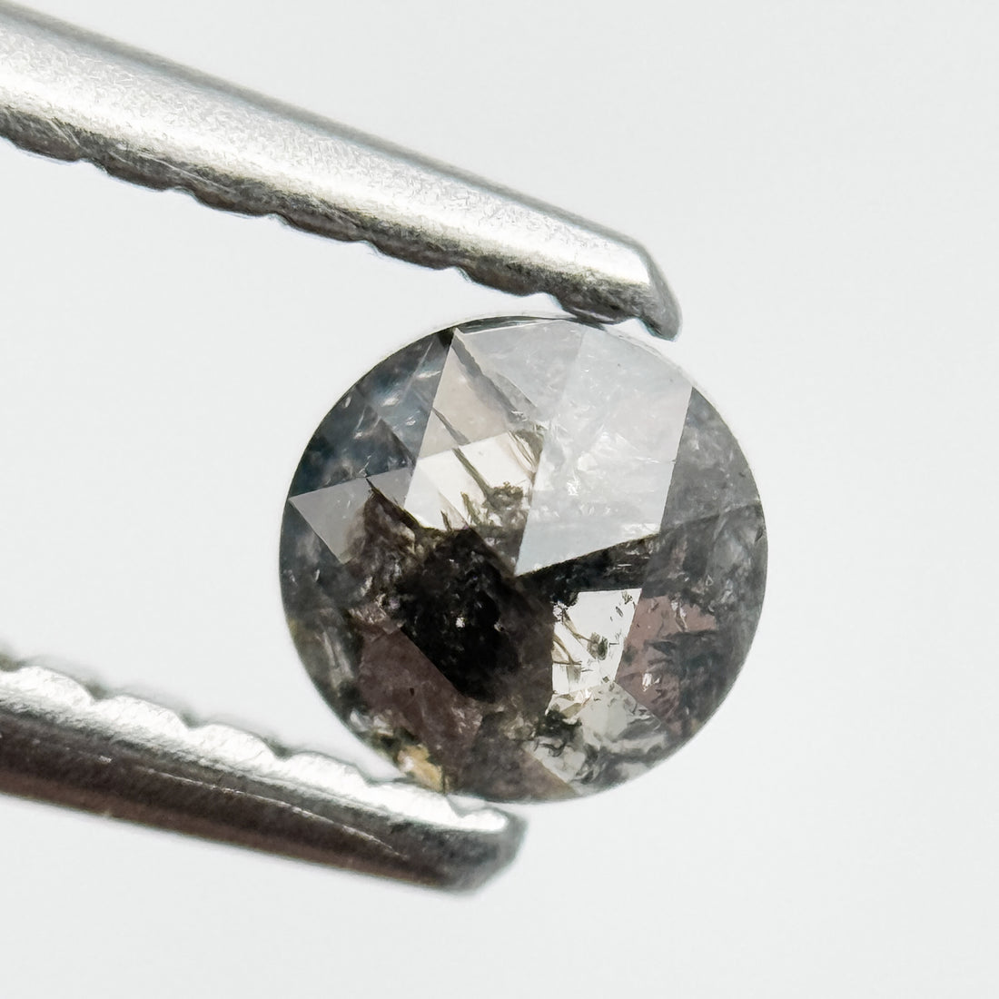 0.29 Ct Round Rose Cut Grey Natural Salt and Pepper Diamond