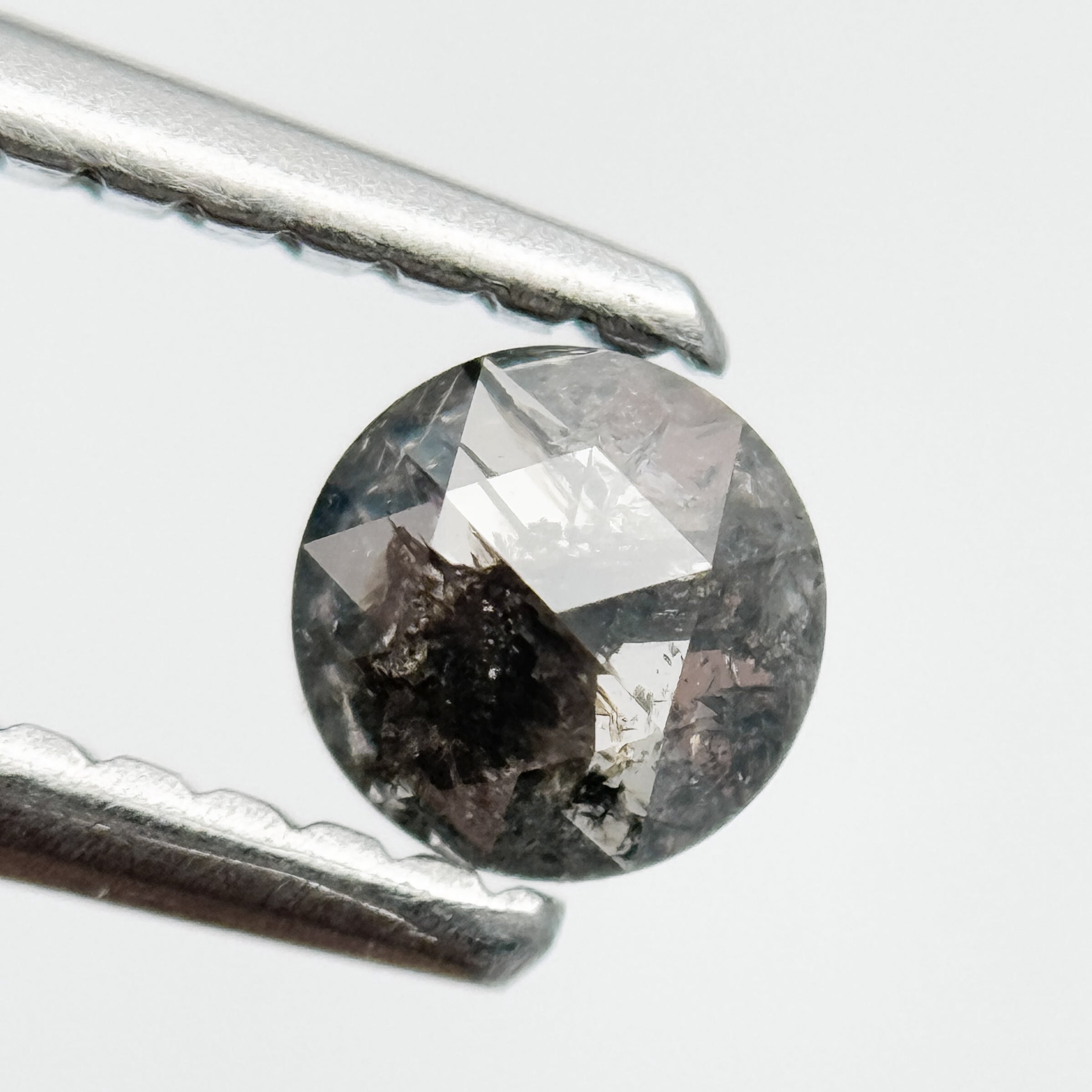 0.29 Ct Round Rose Cut Grey Natural Salt and Pepper Diamond