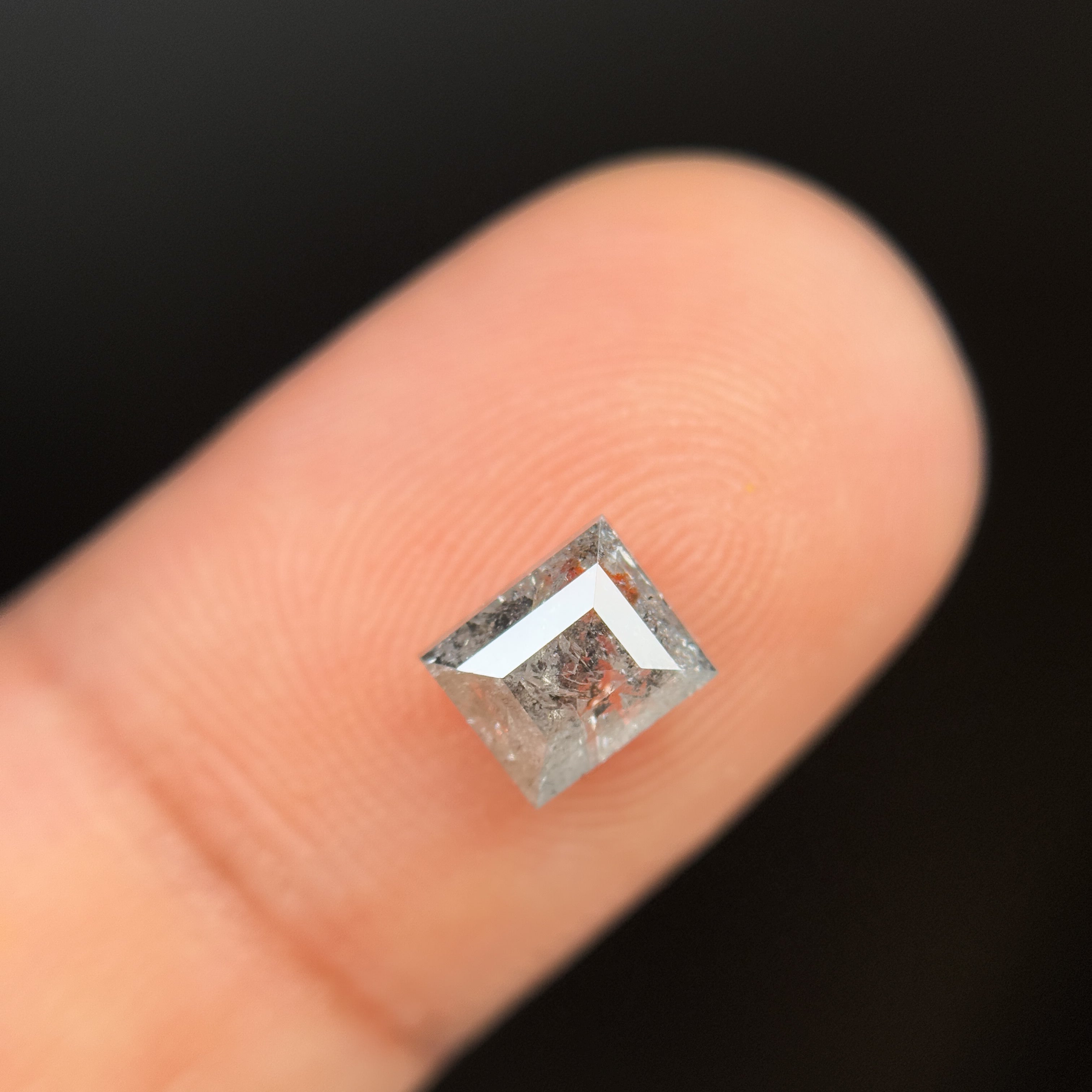 1.25 Ct Baguette Rose Cut Grey Natural Salt and Pepper Diamond