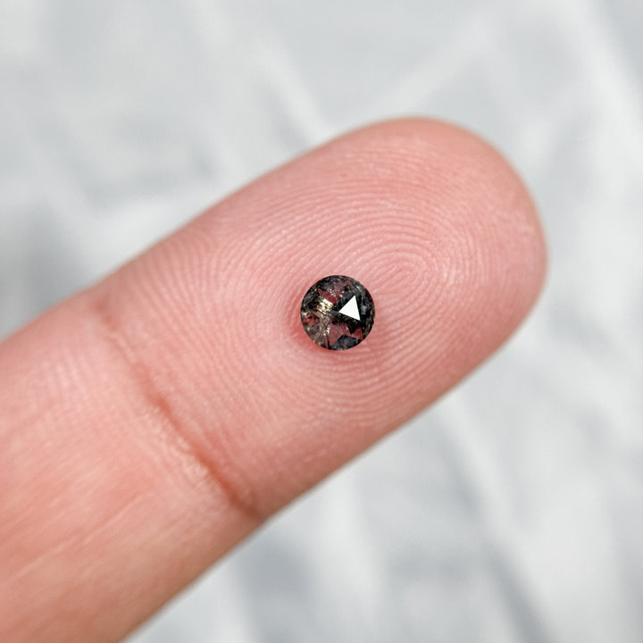 0.29 Ct Round Rose Cut Grey Natural Salt and Pepper Diamond