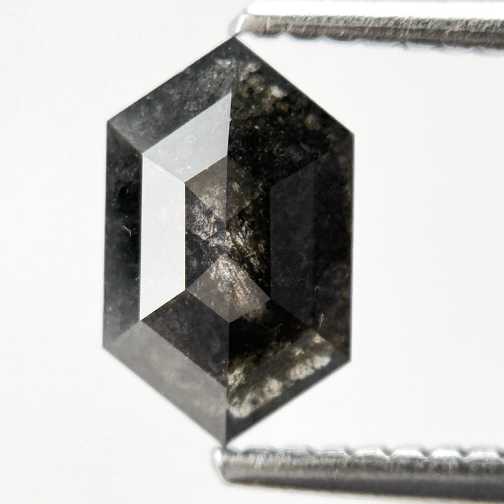 1.09 Ct Hexagon Rose Cut Grey Natural Salt and Pepper Diamond