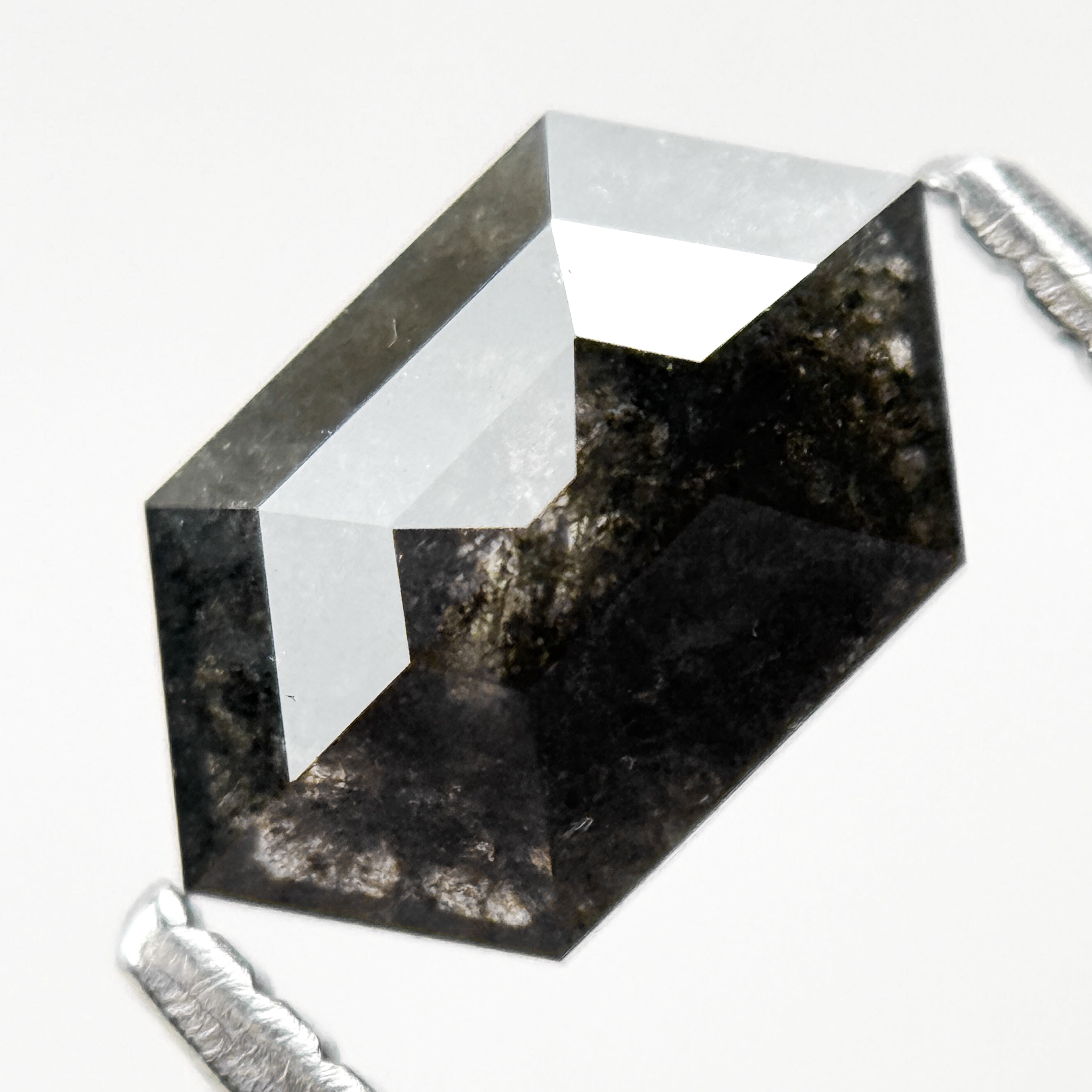 1.09 Ct Hexagon Rose Cut Grey Natural Salt and Pepper Diamond