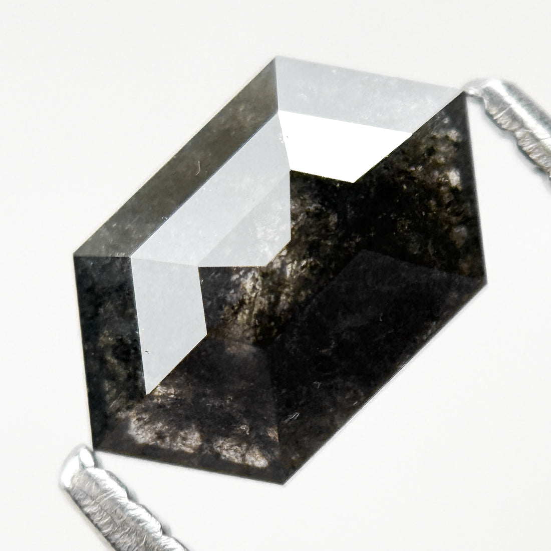 1.09 Ct Hexagon Rose Cut Grey Natural Salt and Pepper Diamond