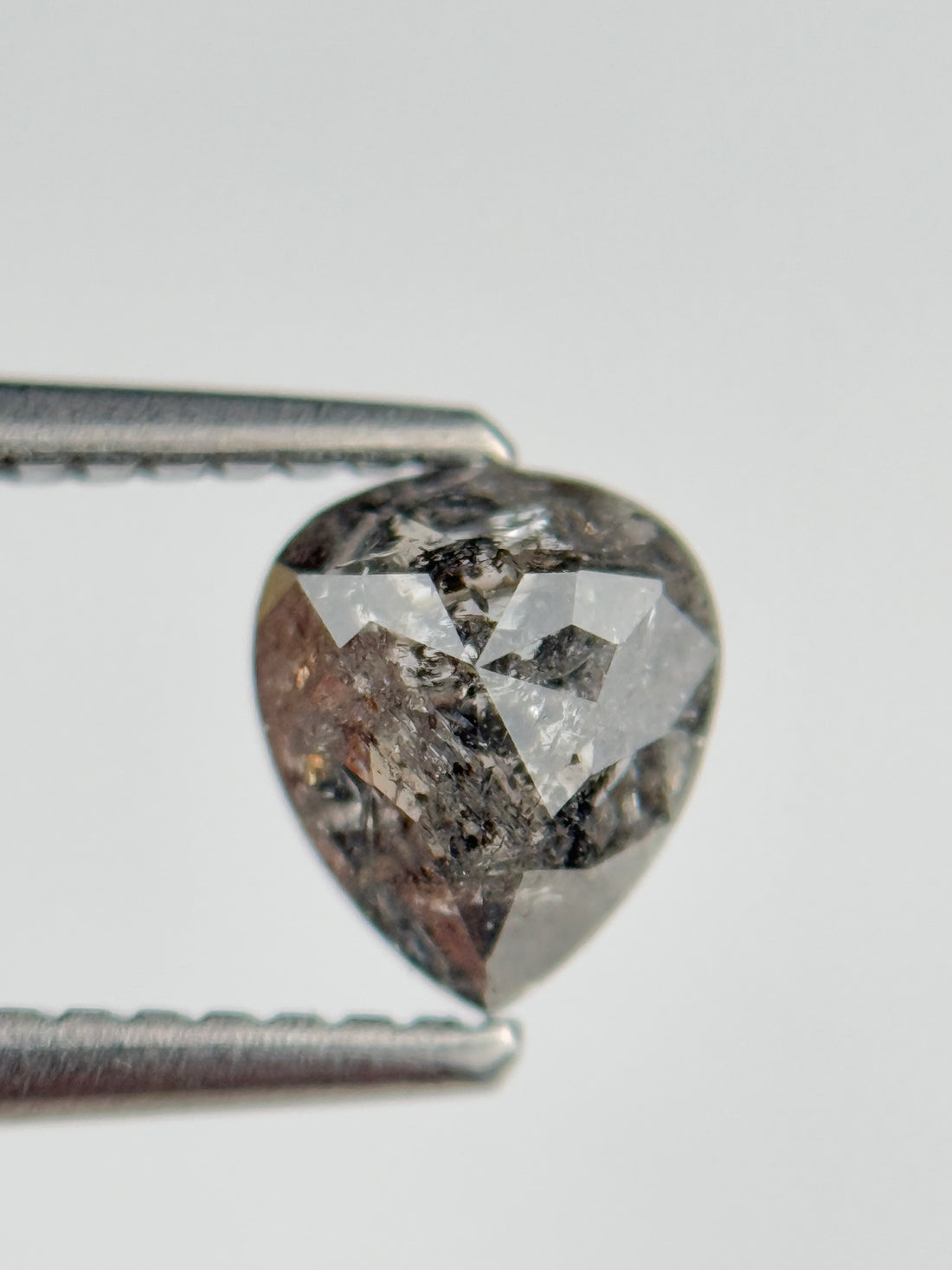 1.02 Ct Pear Rose Cut Grey Natural Salt and Pepper Diamond