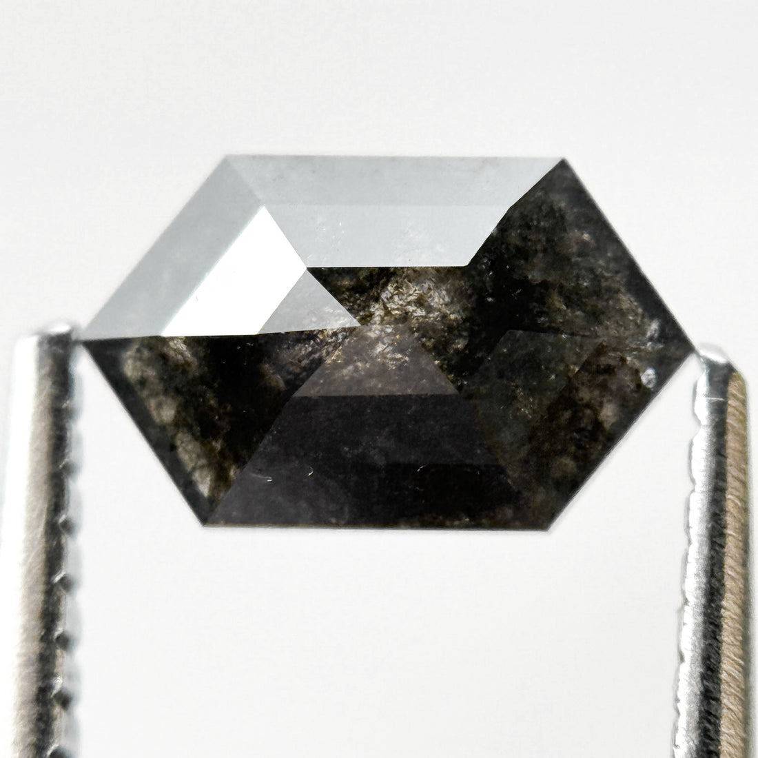 1.09 Ct Hexagon Rose Cut Grey Natural Salt and Pepper Diamond